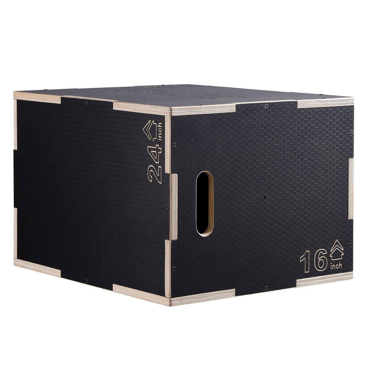 3 in 1 Plyometric Jump Box, 24/20/16 Inch Wooden Plyo Box, Platform & Jumping Agility Box, Anti-Slip Fitness Exercise Step Up Box for Home Gym Training, Conditioning Strength Training, Black