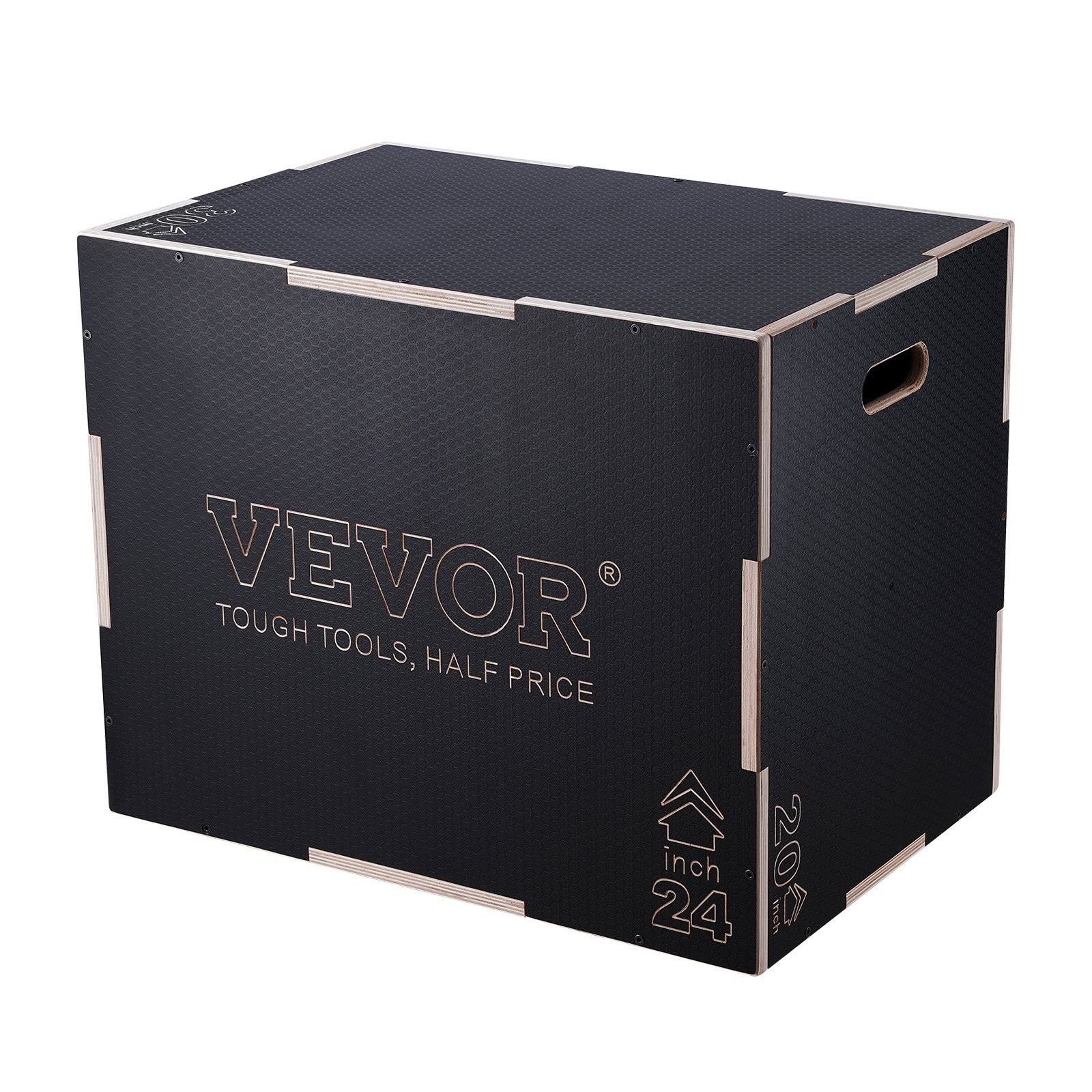 VEVOR 3 in 1 Plyometric Jump Box, 30/24/20 Inch Wooden Plyo Box, Platform & Jumping Agility Box, Anti-Slip Fitness Exercise Step Up Box for Home Gym Training, Conditioning Strength Training, Black