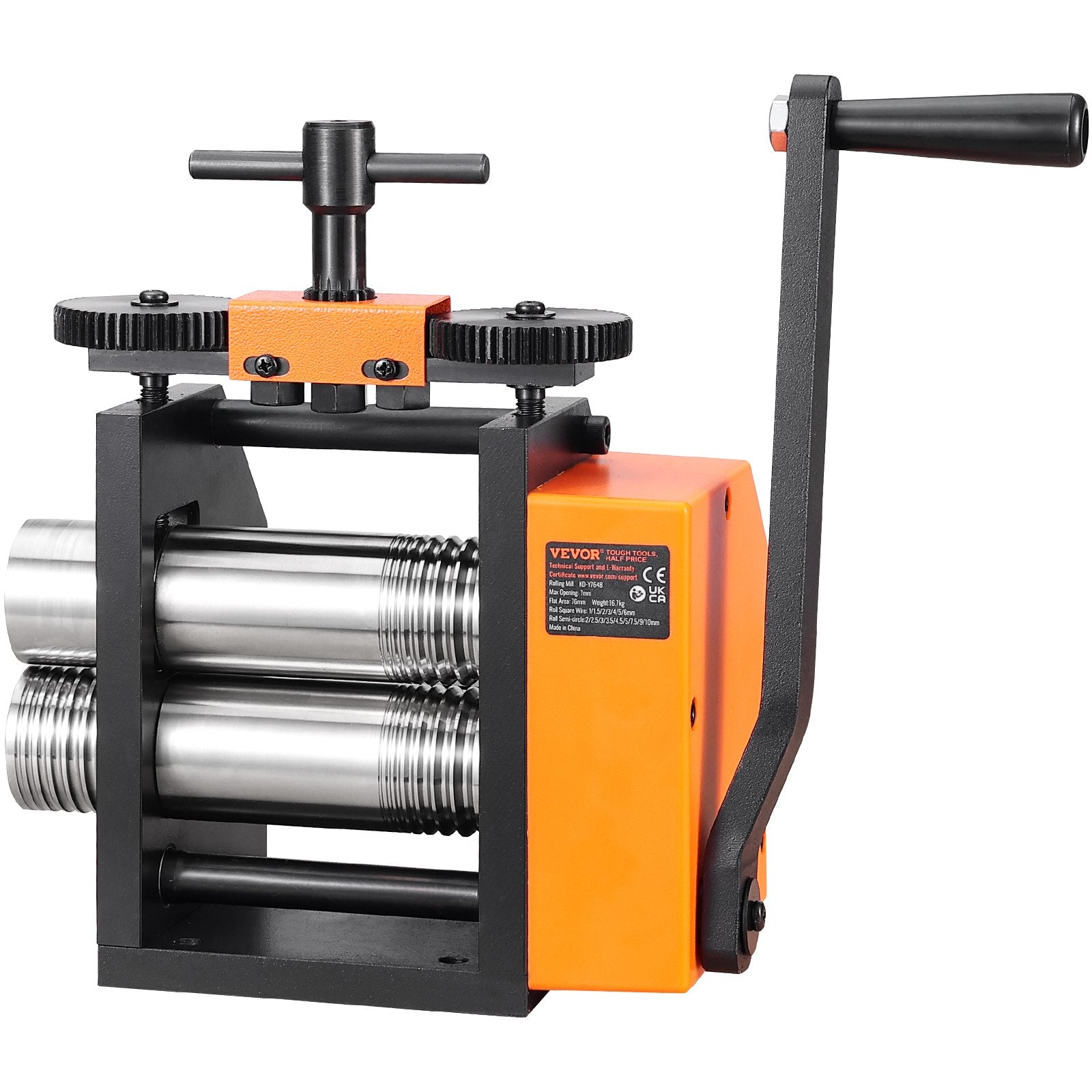 VEVOR Rolling Mill, 2.95"/75 mm Jewelry Rolling Mill Machine, 1: 2 Gear Ratio, 3-in-1 Multi-function Rolling Mill, 0.03-6.5mm Press Thickness for Metal Jewelry Making Sheet Square Wire Semicircle