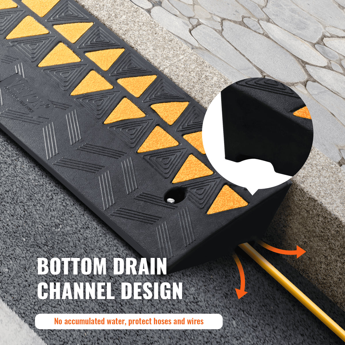 VEVOR Rubber Curb Ramp 9.4 cm Rise Height Sidewalk Curb Ramp, 25 cm Width 100 cm Length Driveway Ramp for Curb, 15T Heavy Duty Rubber Ramp for Forklifts, Trucks, Buses, Cars, Wheelchairs, Bikes