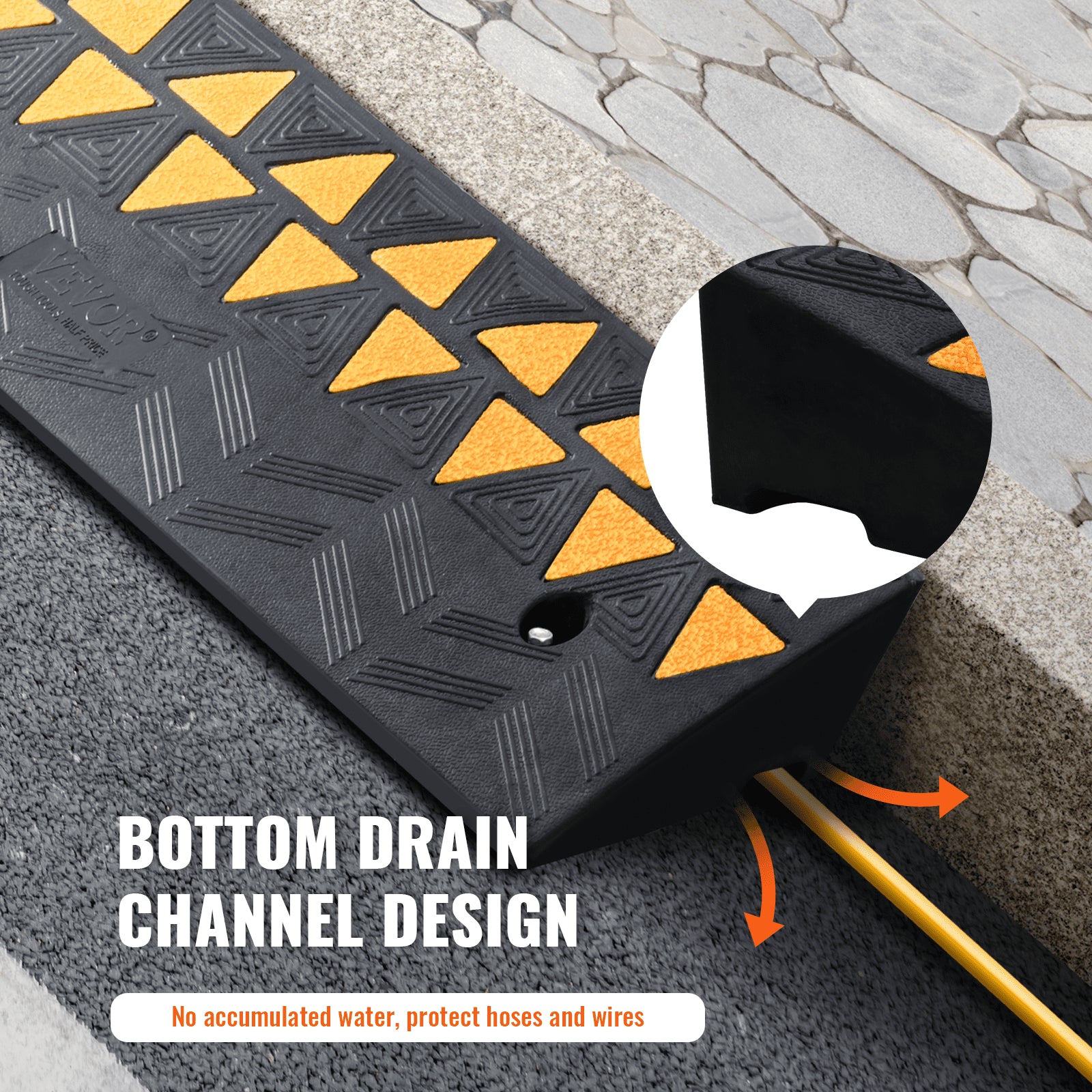 VEVOR Rubber Curb Ramp 9.4 cm Rise Height Sidewalk Curb Ramp, 25 cm Width 100 cm Length Driveway Ramp for Curb, 15T Heavy Duty Rubber Ramp for Forklifts, Trucks, Buses, Cars, Wheelchairs, Bikes