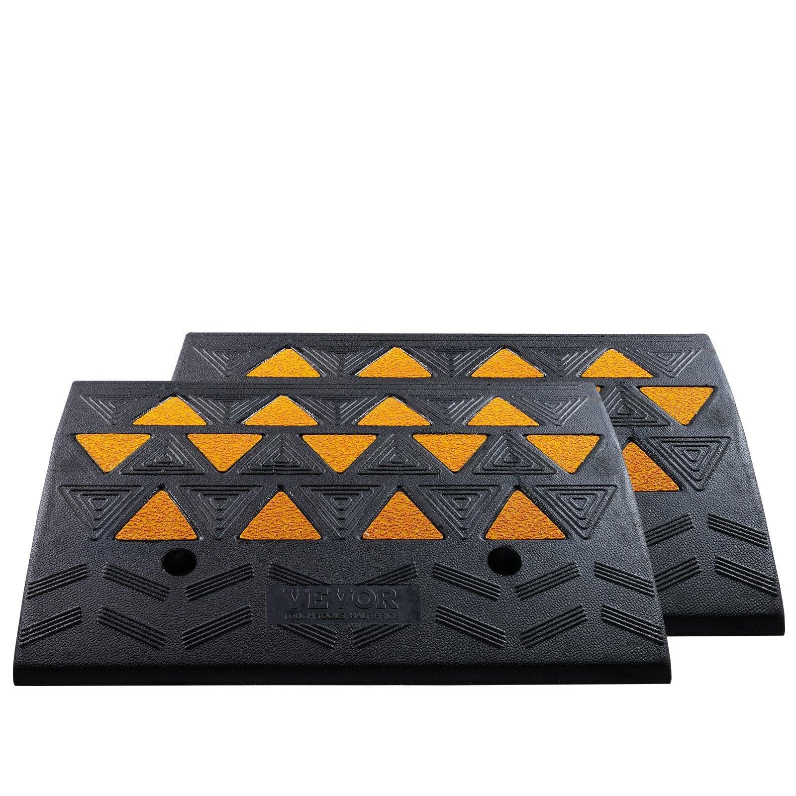 VEVOR Rubber Curb Ramp 2 Pack, 15.2 cm Rise Height Heavy-Duty 15 tons Load Capacity Threshold Ramps, Driveway Ramps with Stable Grid Structure for Cars, Wheelchairs, Bikes, Motorcycles