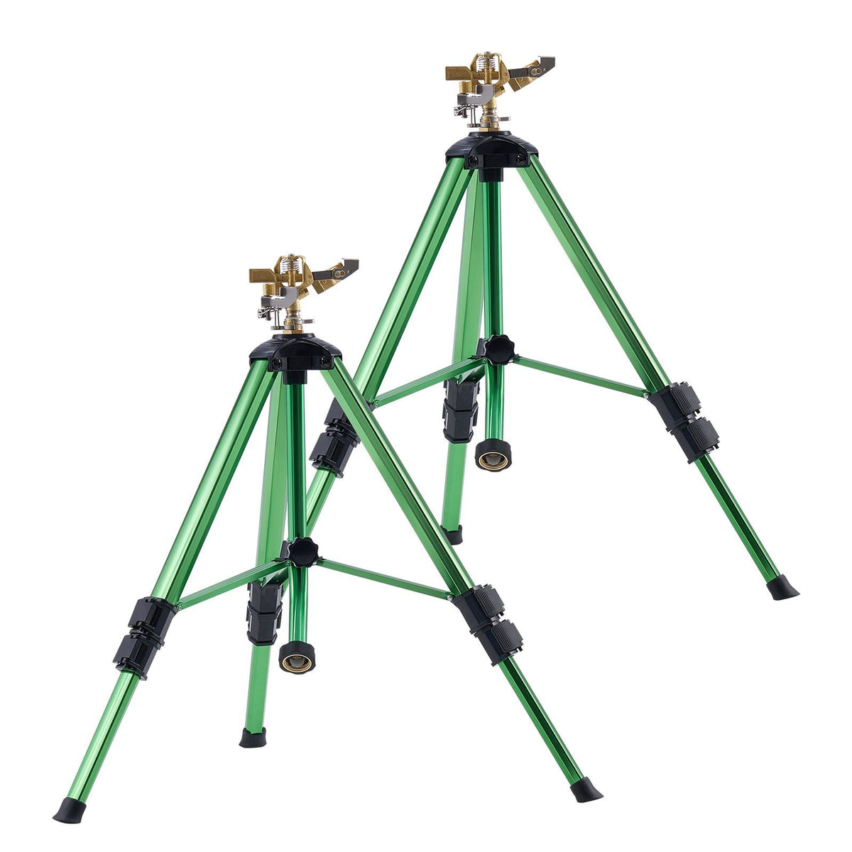 Impact Sprinkler on Tripod Base, 2 Packs, Heavy Duty Tripod Sprinklers with Brass Head &amp; G3/4" Connector, 360 Degree Large Area Irrigation Sprinkler, Adjustable Heights Sprinkler for Yard