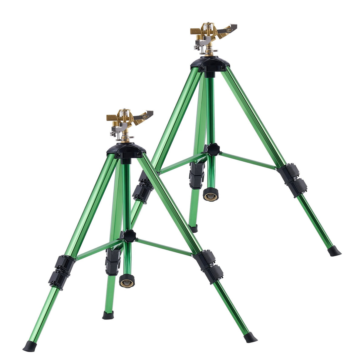 VEVOR Impact Sprinkler on Tripod Base, 2 Packs, Heavy Duty Tripod Sprinklers with Brass Head &amp; G3/4" Connector, 360 Degree Large Area Irrigation Sprinkler, Adjustable Heights Sprinkler for Yard