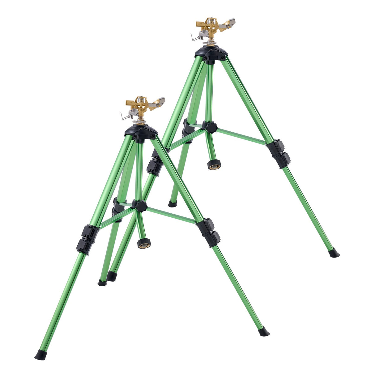 VEVOR Impact Sprinkler on Tripod Base, 2 Packs, Heavy Duty Tripod Sprinklers with Brass Head & G3/4" Connector, 360 Degree Large Area Irrigation Sprinkler, Adjustable Heights Sprinkler for Yard