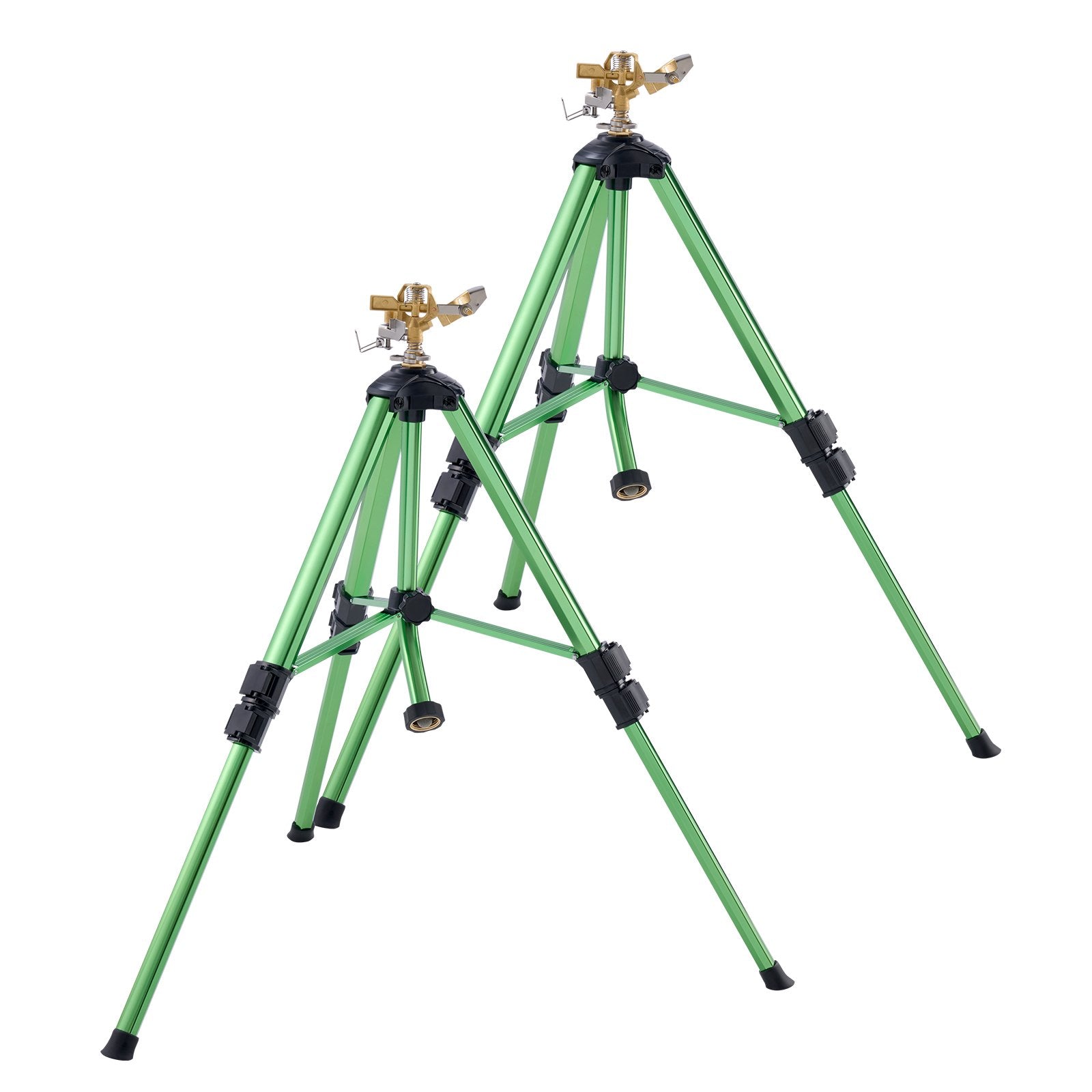 VEVOR Impact Sprinkler on Tripod Base, 2 Packs, Heavy Duty Tripod Sprinklers with Brass Head & G3/4" Connector, 360 Degree Large Area Irrigation Sprinkler, Adjustable Heights Sprinkler for Yard