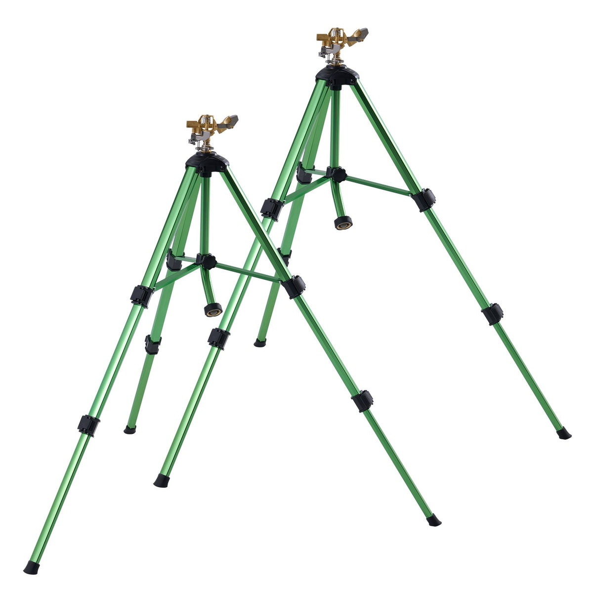 VEVOR Impact Sprinkler on Tripod Base, 2 Packs, Heavy Duty Tripod Sprinklers with Brass Head & G3/4" Connector, 360 Degree Large Area Irrigation Sprinkler, Adjustable Heights Sprinkler for Yard