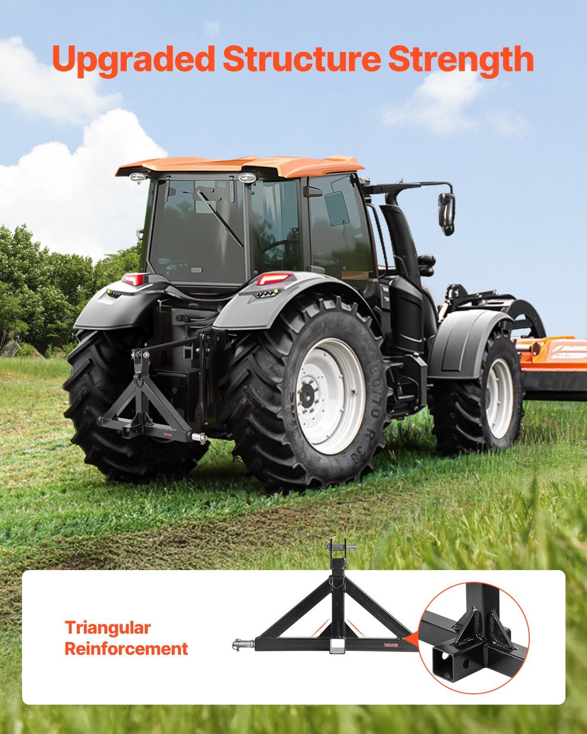 3 Point Hitch Receiver with 2 in Receiver, 3pt Quick Hitch Attachment, 3,000 lbs Capacity, Heavy Duty Tractor Tow Drawbar Adapter, Compatible with Kubota, Mahindra, John Deere, Massey Ferguson