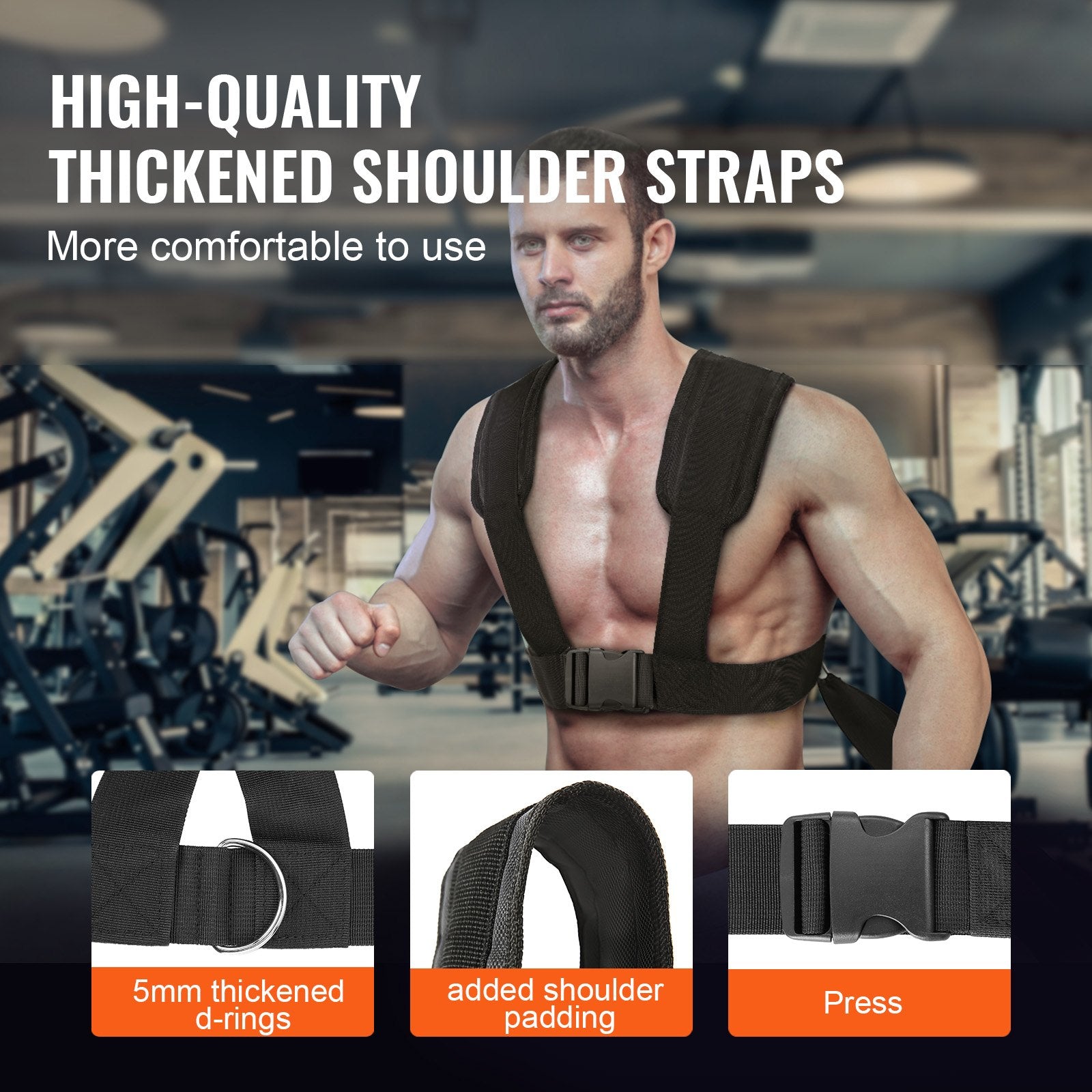 VEVOR Weight Training Sled, Pull Push Power Sled with Handle, Fitness Strength Resistance Training, Steel Workout Equipment for Athletic Exercise & Speed Improvement, Fit for 5 cm Weight Plate, Black