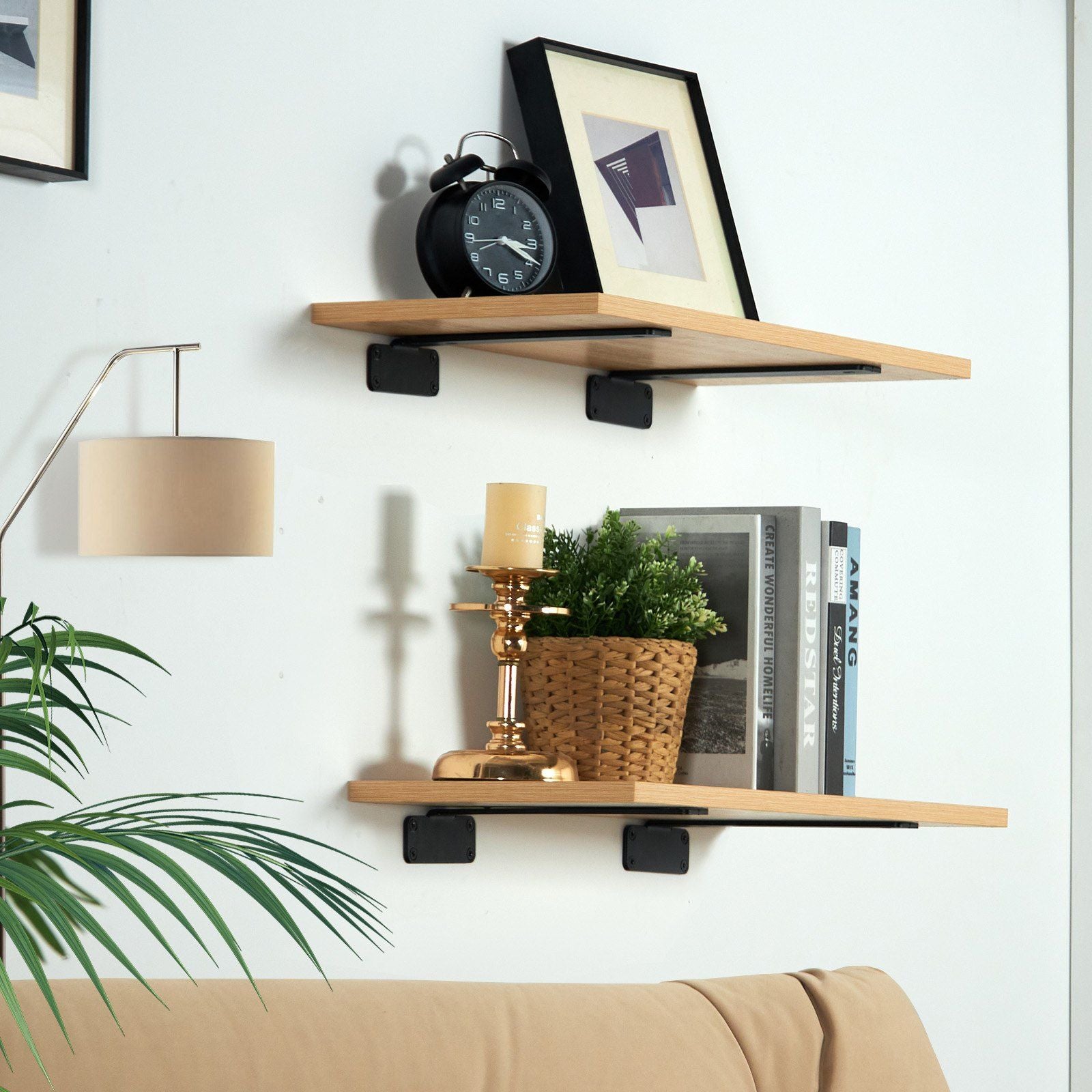 Shelf Bracket, 26.1cmL x 10cmW x 4.5cmH, 6 Pcs Heavy Duty Floating Shelf Brackets, Brackets for Shelves, 5mm Thick Matte Black L Shelf Bracket,Steel Shelving Brackets with 72.6 kg Load Capacity