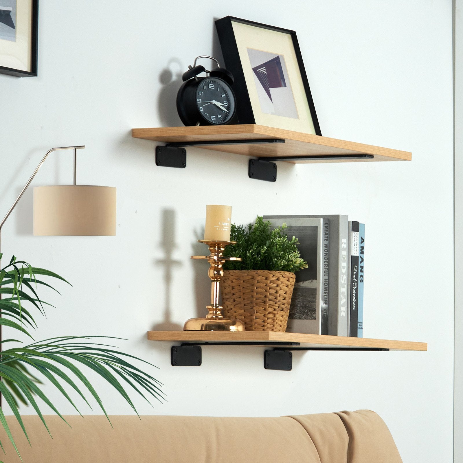 VEVOR Shelf Bracket, 21cmL x 10cmW x 4.5cmH 6 Pcs, Heavy Duty Floating Shelf Brackets, Brackets for Shelves, 5mm Thick Matte Black L Shelf Bracket,Steel Shelving Brackets with 72.6 kg Load Capacity