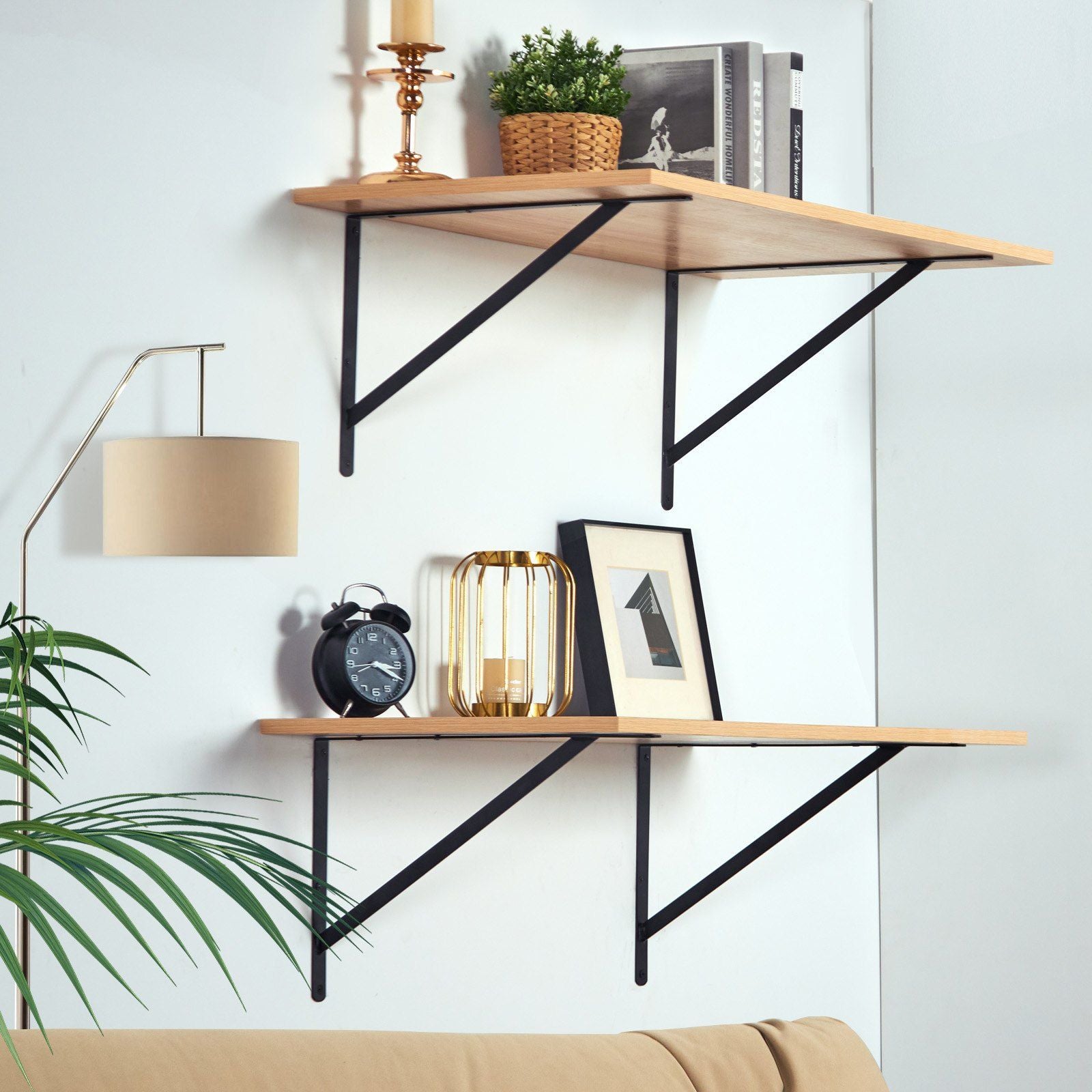 Shelf Bracket, 46 x 30.5 cm 12 Pcs, Heavy Duty Floating Shelf Brackets, Brackets for Shelves, 3mm Thick Matte Black Triangle Shelf Bracket,Steel Shelving Brackets with 72.6 kg Load Capacity