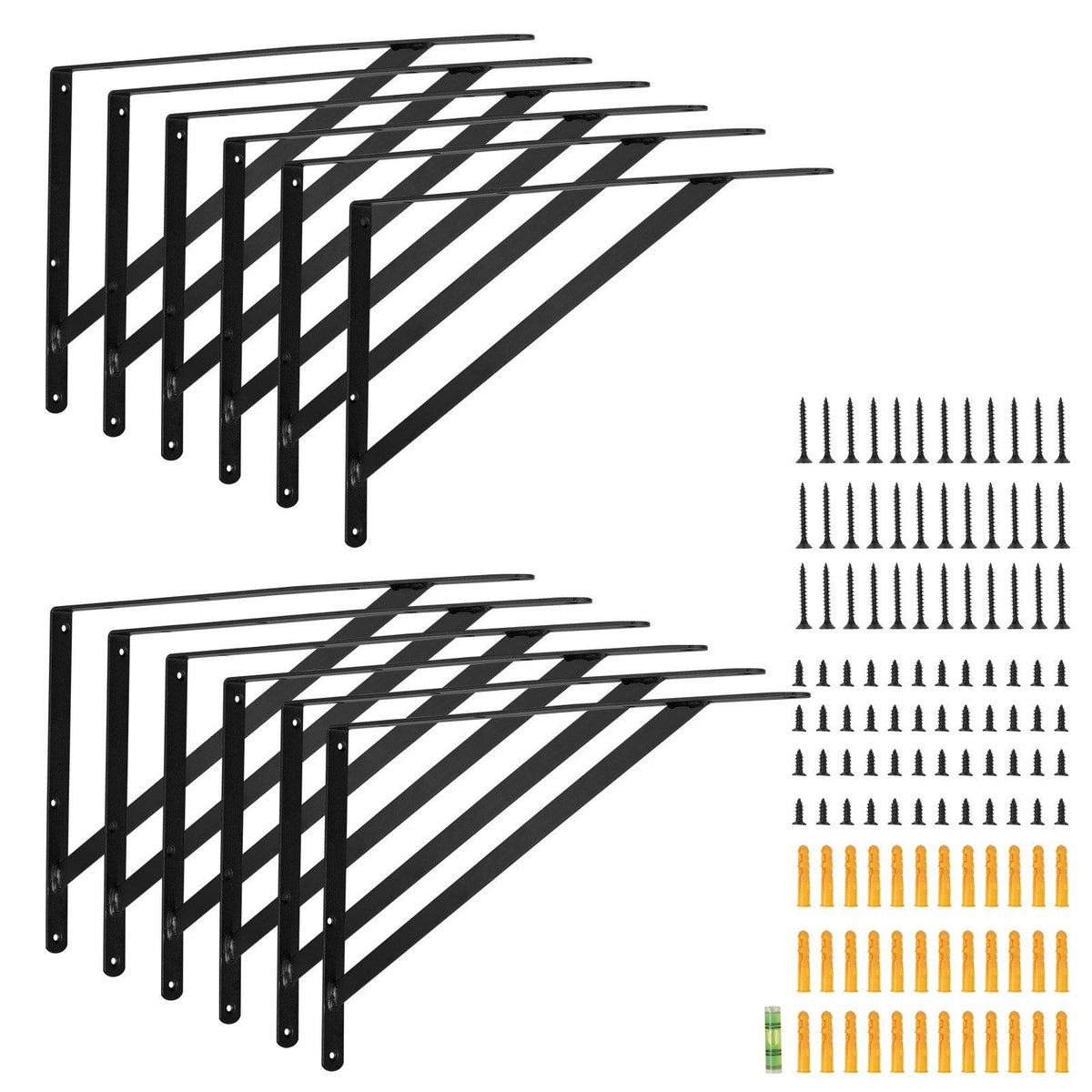 Shelf Bracket, 46 x 30.5 cm 12 Pcs, Heavy Duty Floating Shelf Brackets, Brackets for Shelves, 3mm Thick Matte Black Triangle Shelf Bracket,Steel Shelving Brackets with 72.6 kg Load Capacity
