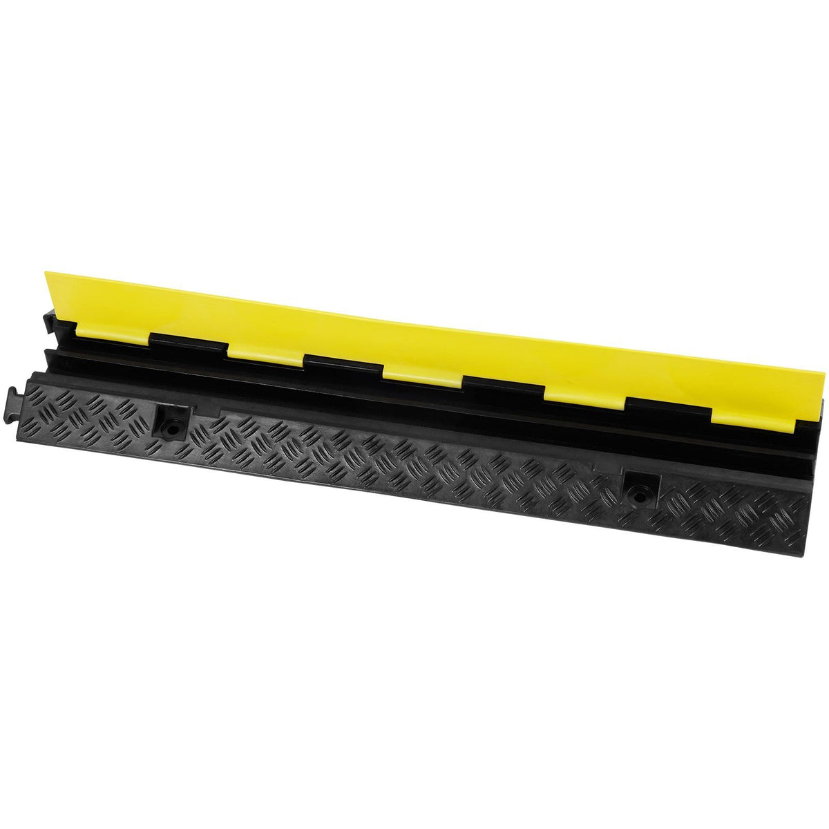 5 PCs Rubber Cable Protector Ramp, 2 Channel, 12000 lbs/axle Capacity Heavy Duty Hose Wire Cover Ramp Driveway, Traffic Speed Bump with Flip-Open Top Cover & 50 ft Warning Tape, for Indoor&Outdo