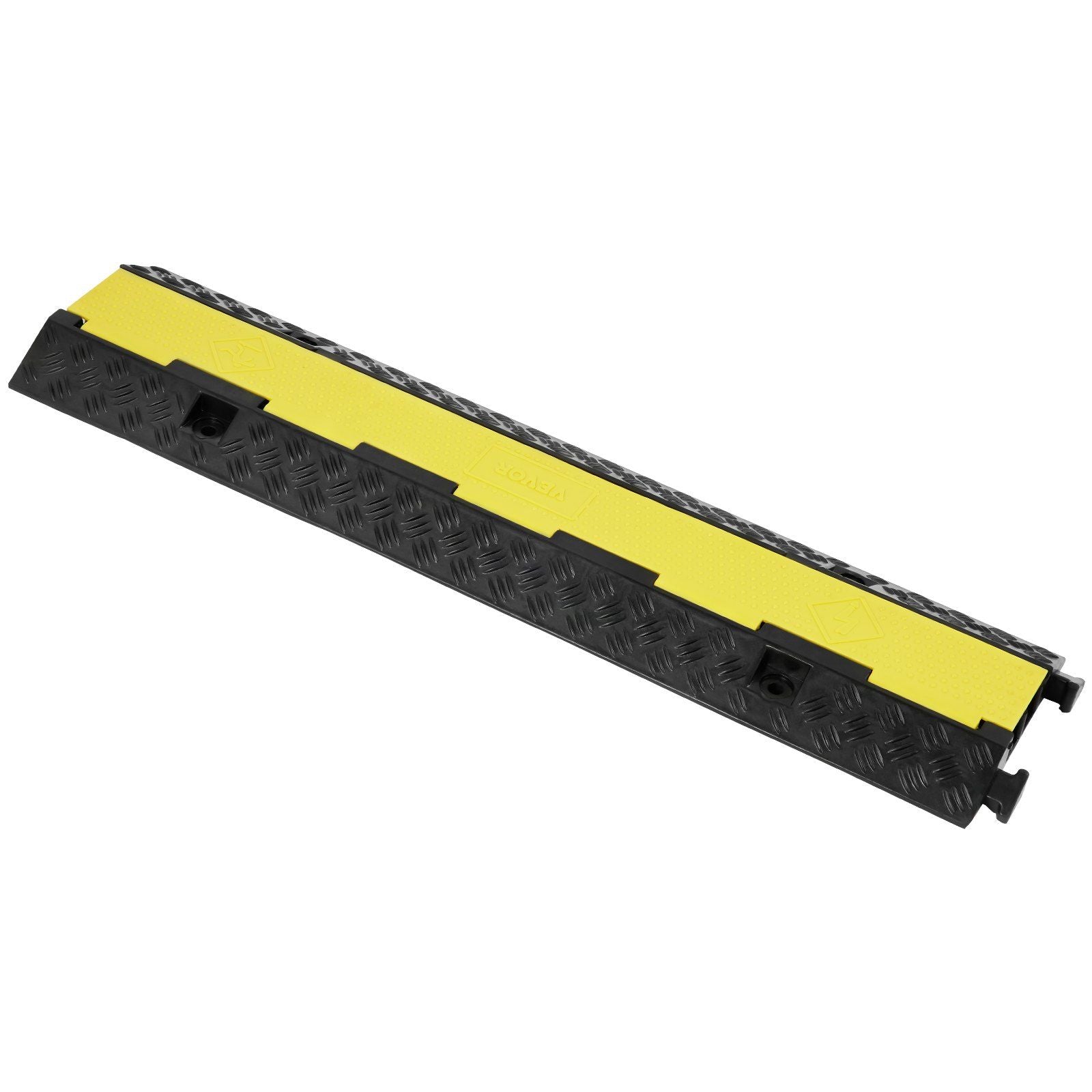 5 PCs Rubber Cable Protector Ramp, 2 Channel, 12000 lbs/axle Capacity Heavy Duty Hose Wire Cover Ramp Driveway, Traffic Speed Bump with Flip-Open Top Cover & 50 ft Warning Tape, for Indoor&Outdo