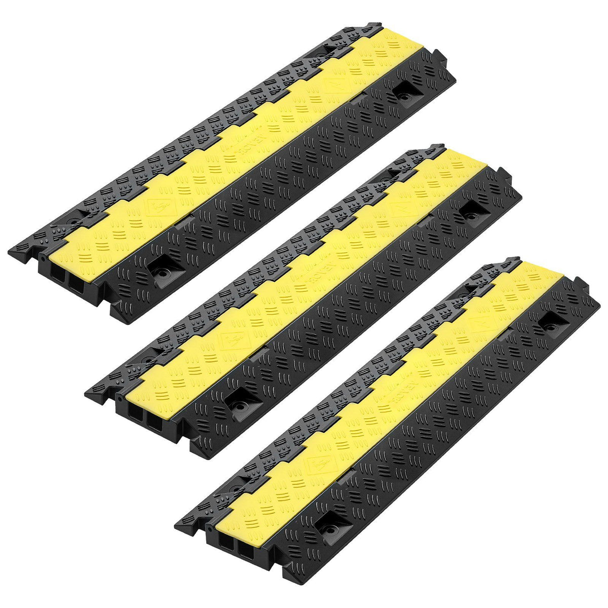 Cable Protector Ramp, 9,979 kg/axle Capacity, 2 Channel Heavy Duty TPU Cord Hose Wire Cover, 31 x 28 mm Channel, Traffic Speed Bump with Flip-Open Top Cover, for Indoor &amp; Outdoor Use, 3 Pack