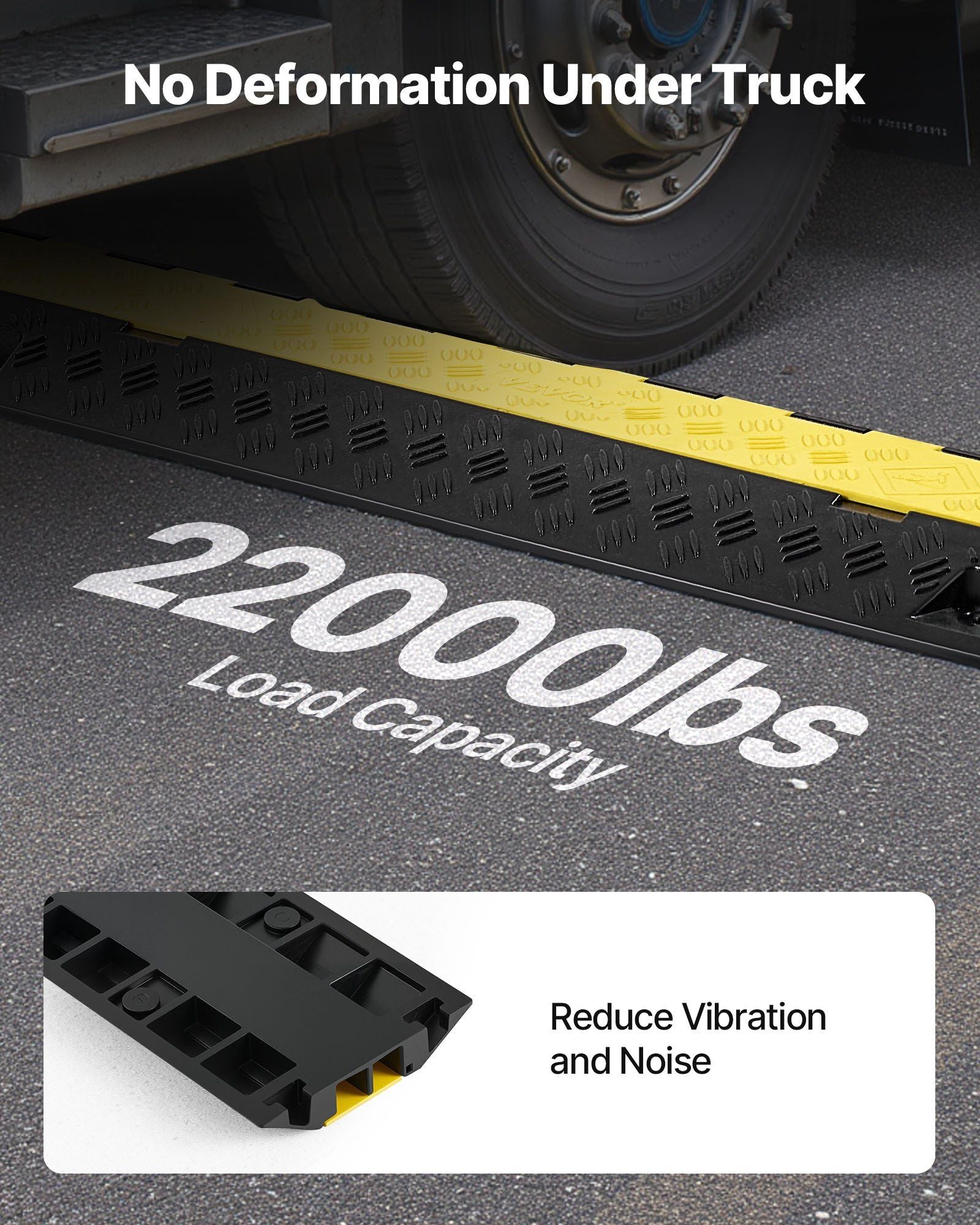 Cable Protector Ramp, 9,979 kg/axle Capacity, 2 Channel Heavy Duty TPU Cord Hose Wire Cover, 31 x 28 mm Channel, Traffic Speed Bump with Flip-Open Top Cover, for Indoor & Outdoor Use, 3 Pack
