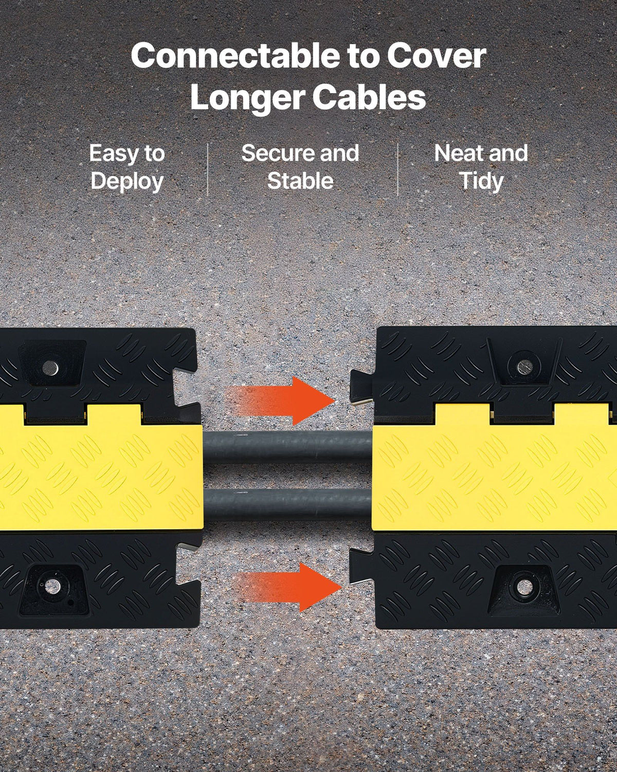 Cable Protector Ramp, 9,979 kg/axle Capacity, 2 Channel Heavy Duty TPU Cord Hose Wire Cover, 31 x 28 mm Channel, Traffic Speed Bump with Flip-Open Top Cover, for Indoor & Outdoor Use, 3 Pack