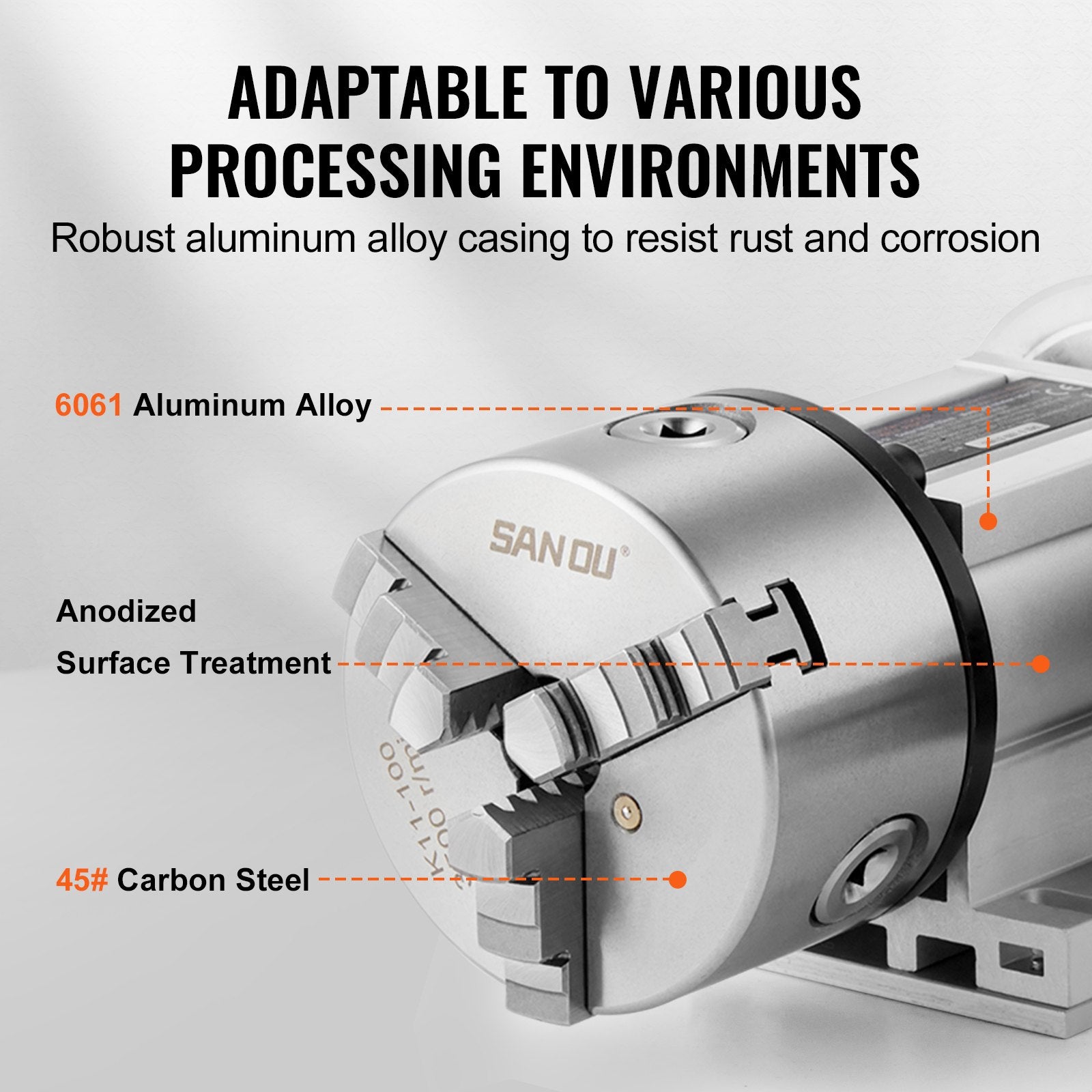 VEVOR Dividing Head, K11-100mm 3-Jaw Chuck, CNC Router Milling Machine Rotational Axis 4th Axis A Axis Indexing Head, 65 mm Center Height MT2 Tailstock 6:1 Gear Ratio, Universal for Engraving