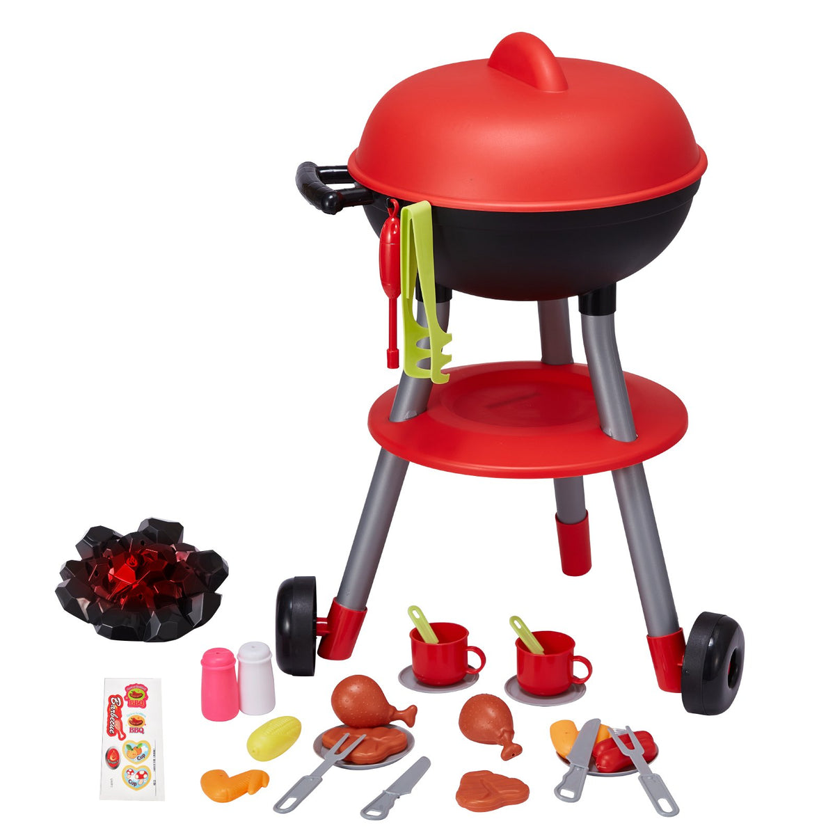 VEVOR 28 PCS BBQ Grill Playset, Kids Toys Kitchen Playset with Sound & Light, Little Chef Play, Interactive Grill Play Food Cooking Playset Barbecue Toy Grill for Toddlers Boys Girls 3-5 Birthday Gift