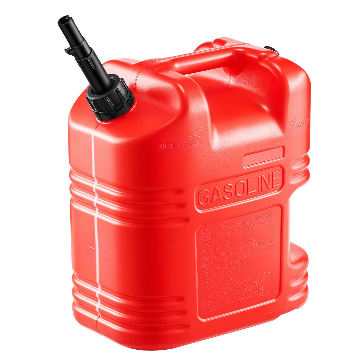 VEVOR Fuel Container, 19 L, Gas Tank with Spout &amp; Clear Scale, 15 L/min Max Flow Rate, Secure &amp; Leak-proof, Portable Flat Fluid Container for Most Cars Motorcycle ATV UTV, Red, 1 Pack