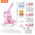 VEVOR Button Maker, 1/1.25/2.28 inch(25/32/58mm) 3-IN-1 Pin Maker, 300pcs Button Parts, Button Maker Machine with Panda Magic Book, Ergonomic Arc Handle Punch Press Kit, For Children DIY Gifts, Pink