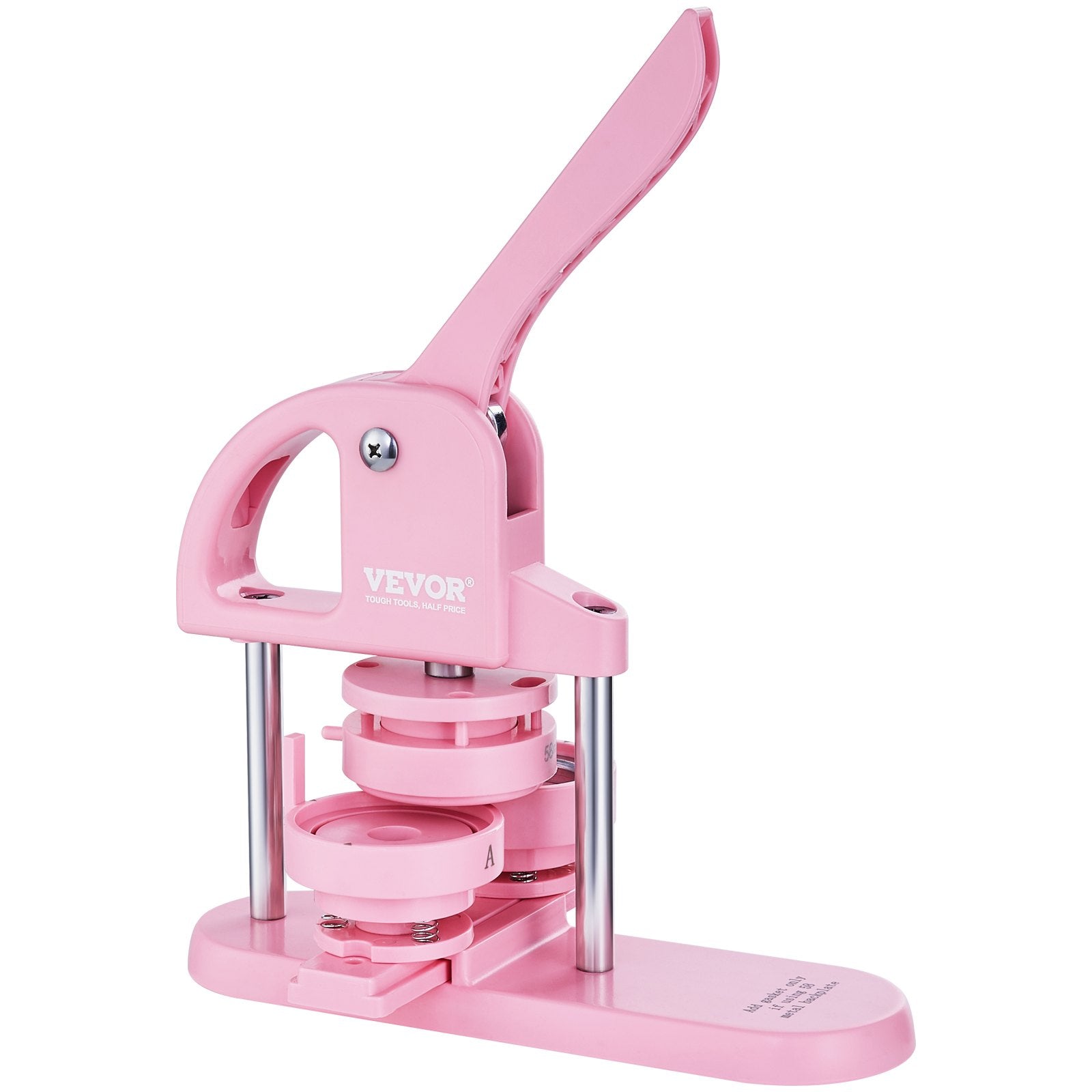 VEVOR Button Maker, 1/1.25/2.28 inch(25/32/58mm) 3-IN-1 Pin Maker, 300pcs Button Parts, Button Maker Machine with Panda Magic Book, Ergonomic Arc Handle Punch Press Kit, For Children DIY Gifts, Pink