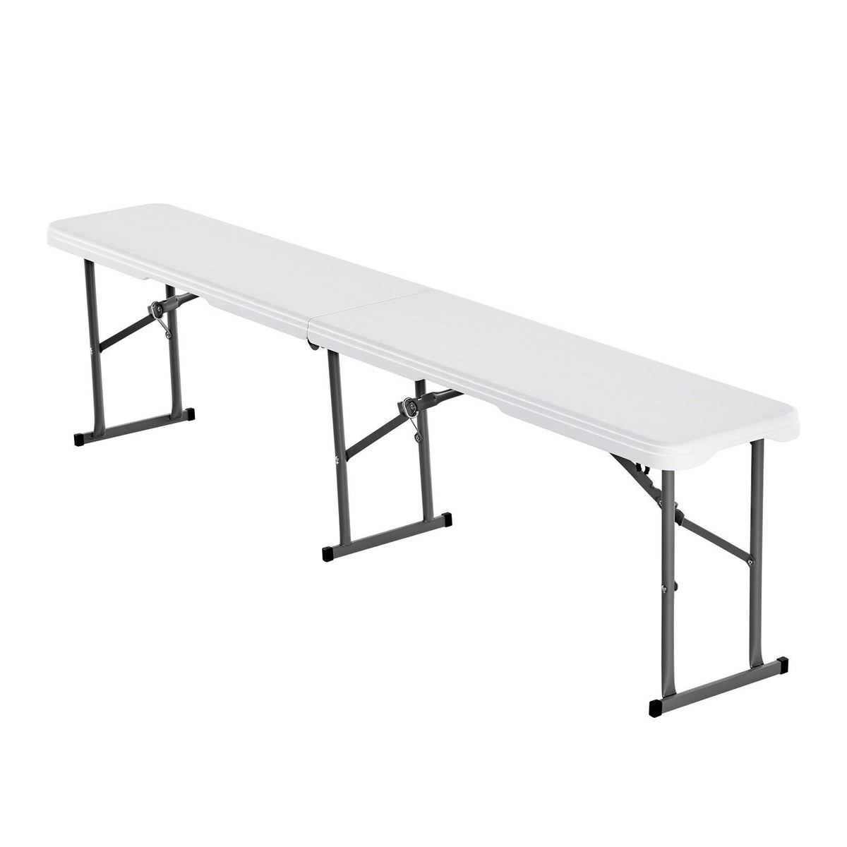 Plastic Folding Bench, 6 ft Portable Bench for Indoor/Outdoor Picnic Party Patio Camping Dining, Foldable Smooth HDPE Seat for Garden Soccer Multipurpose Entertaining Activities, 2 Pack, White