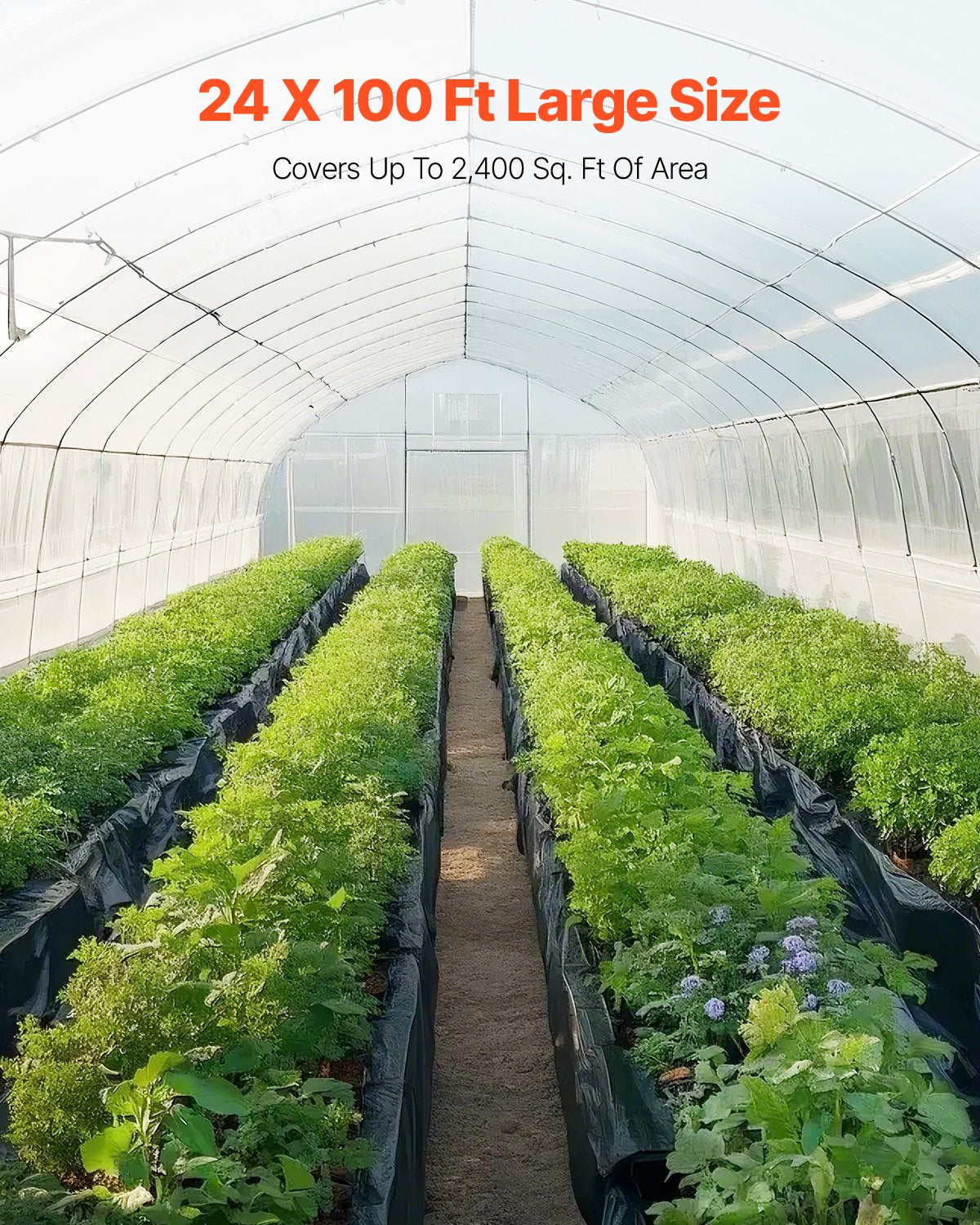 VEVOR 6Mil Plastic Sheeting Roll 24 x 100 FT Heavy Duty Polyethylene Black