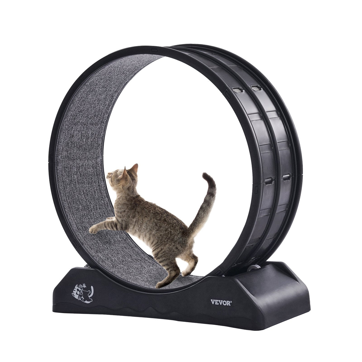 VEVOR Cat Exercise Wheel, 31.5 in, Large Cat Running Wheel with Secure Brake &amp; Carpeted Runway, Quiet Operation Cat Treadmill, Indoor Cats Exerciser Wheel for Pets Weight Loss &amp; Health Black