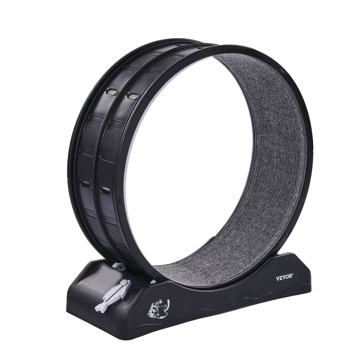 VEVOR Cat Exercise Wheel, 31.5 in, Large Cat Running Wheel with Secure Brake & Carpeted Runway, Quiet Operation Cat Treadmill, Indoor Cats Exerciser Wheel for Pets Weight Loss & Health Black