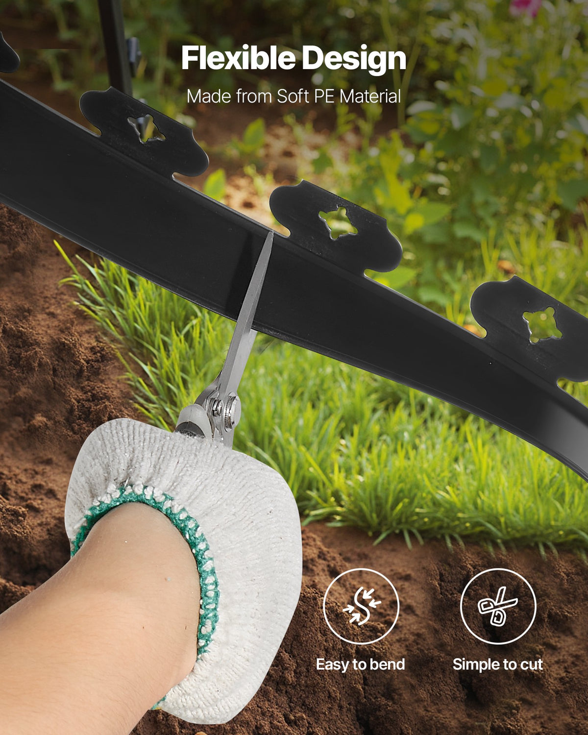 VEVOR Landscape Edging, 3000 x 4 cm Plastic Garden Border Edging with 120 Spikes, No Dig, Flexible Lawn Edgings Roll, UV-Resistant Mini Fence Borders Pathway Edgings for Flower Beds Yard Paver