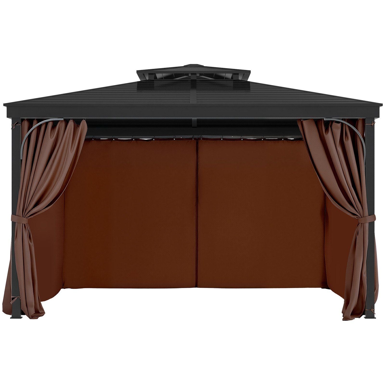 Gazebo Curtains Outdoor, Fit Most 2840 x 2840 x 2110 mm Gazebos, 4-Panel Sidewall Gazebo Privacy Curtains with Zippers, Outdoor Curtain Replacement for Patio Canopy, Only Curtain, Coffee