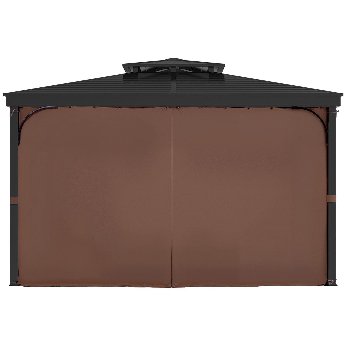 Gazebo Curtains Outdoor, Fit Most 2840 x 2840 x 2110 mm Gazebos, 4-Panel Sidewall Gazebo Privacy Curtains with Zippers, Outdoor Curtain Replacement for Patio Canopy, Only Curtain, Coffee