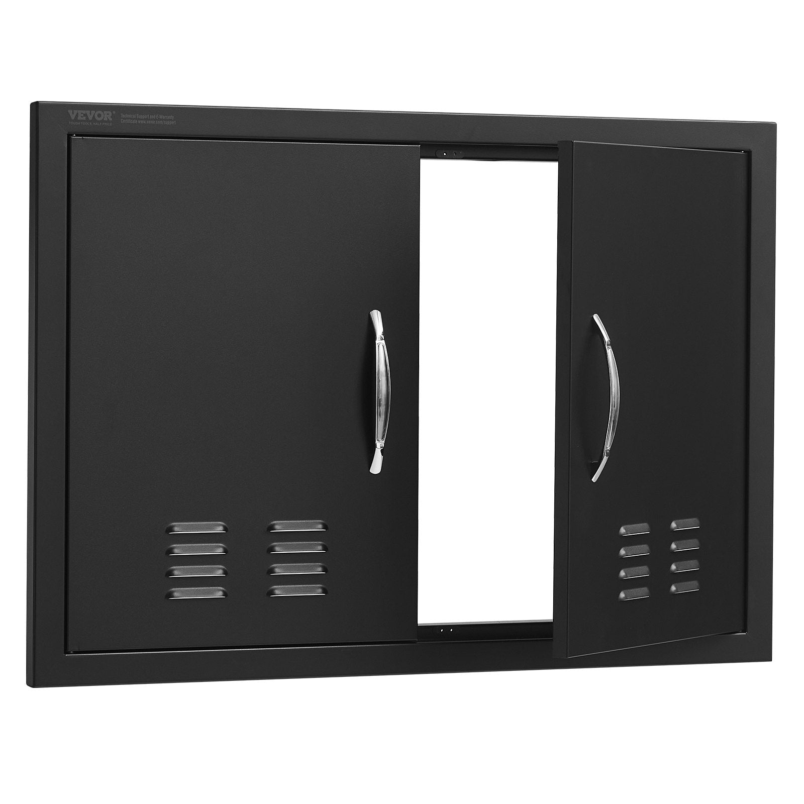VEVOR BBQ Access Door,762 x533 mm Double Outdoor Kitchen Door, Cold Plate Flush Mount Door, Wall Vertical Door with Handles and Ventss, for BBQ Island, Grilling Station, Outside Cabinet