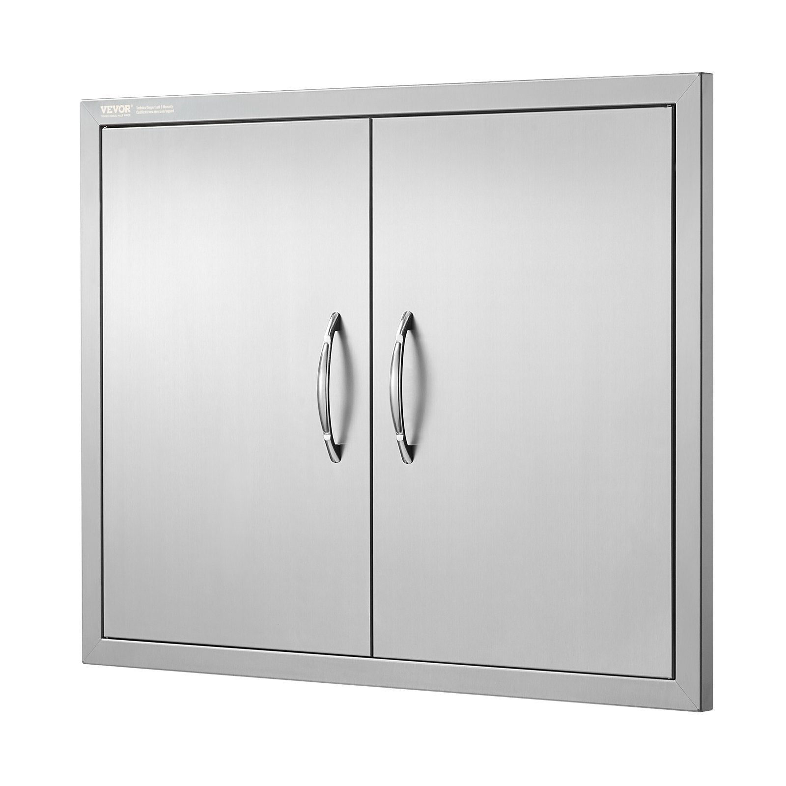 VEVOR BBQ Access Door, 787x609 mm Double Outdoor Kitchen Door, Stainless Steel Flush Mount Door, Double Wall Vertical Door with Handles and Hooks, for BBQ Island, Grilling Station, Outside Cabinet