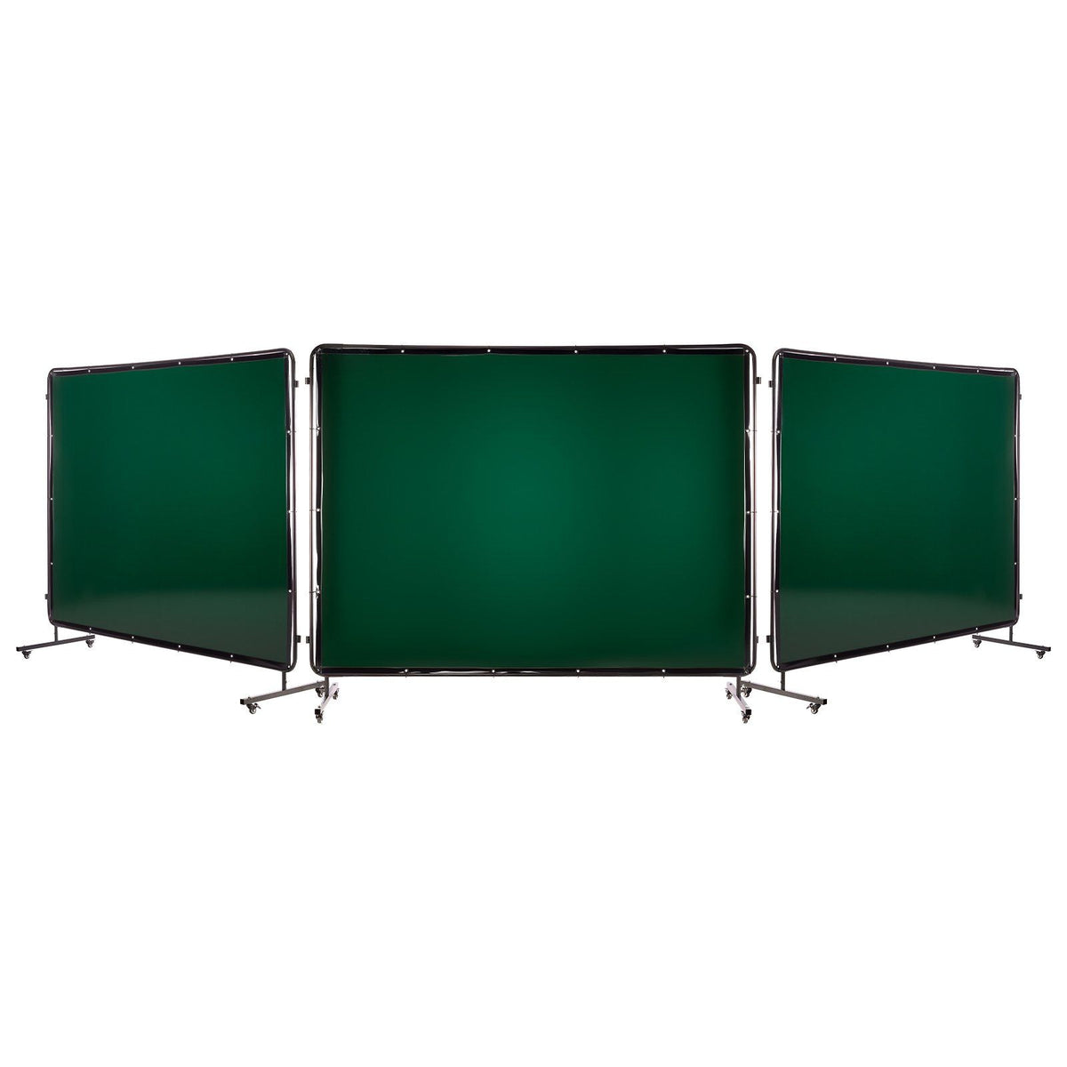 Welding Screen with Frame, 3-Panel 1.74 x 2.34m Welding Curtain Screen, Flame-Resistant Vinyl Protection Screens with 12 Wheels & 6-Level UV Protection for Workshop/Industrial Use, Dark Green