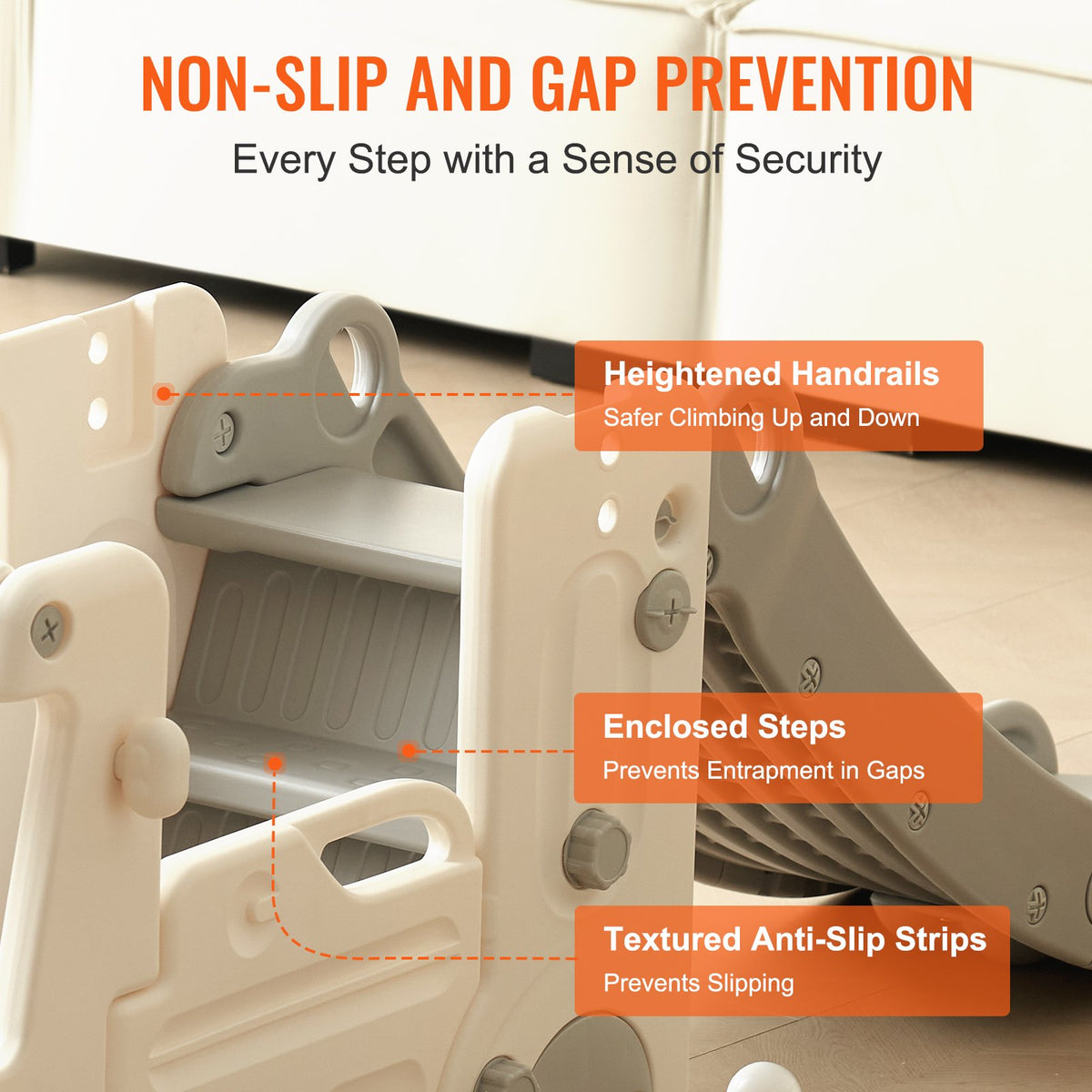 VEVOR Toddler Slide, Kid Slide for Toddlers Age 1-12 with Climbable Ladders & Bus Playhouse, Indoor Outdoor Slide Playset for Kids Within 50kg, Toddler Playground w/ Raised Handrail, Anti-Slip Strip