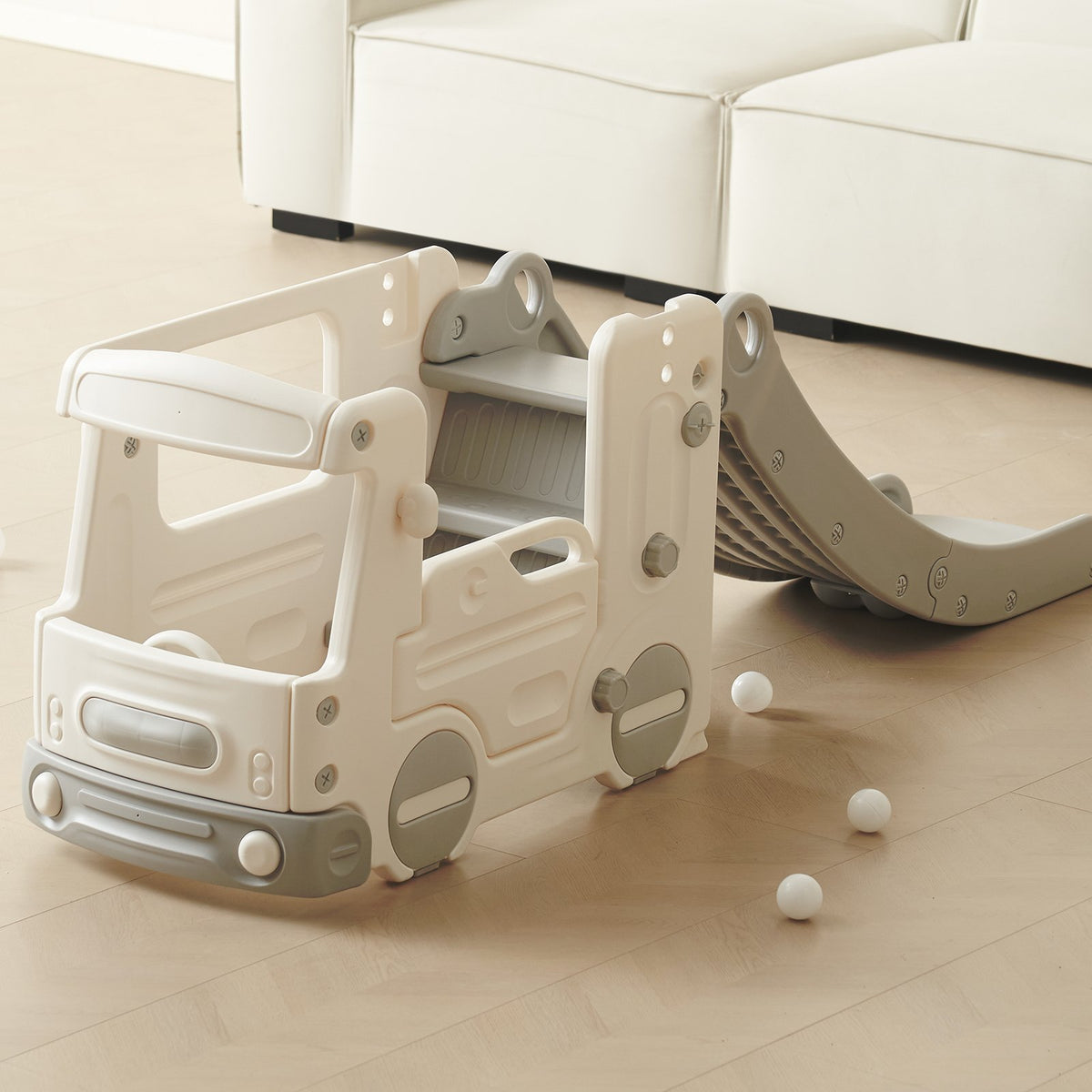 VEVOR Toddler Slide, Kid Slide for Toddlers Age 1-12 with Climbable Ladders & Bus Playhouse, Indoor Outdoor Slide Playset for Kids Within 50kg, Toddler Playground w/ Raised Handrail, Anti-Slip Strip