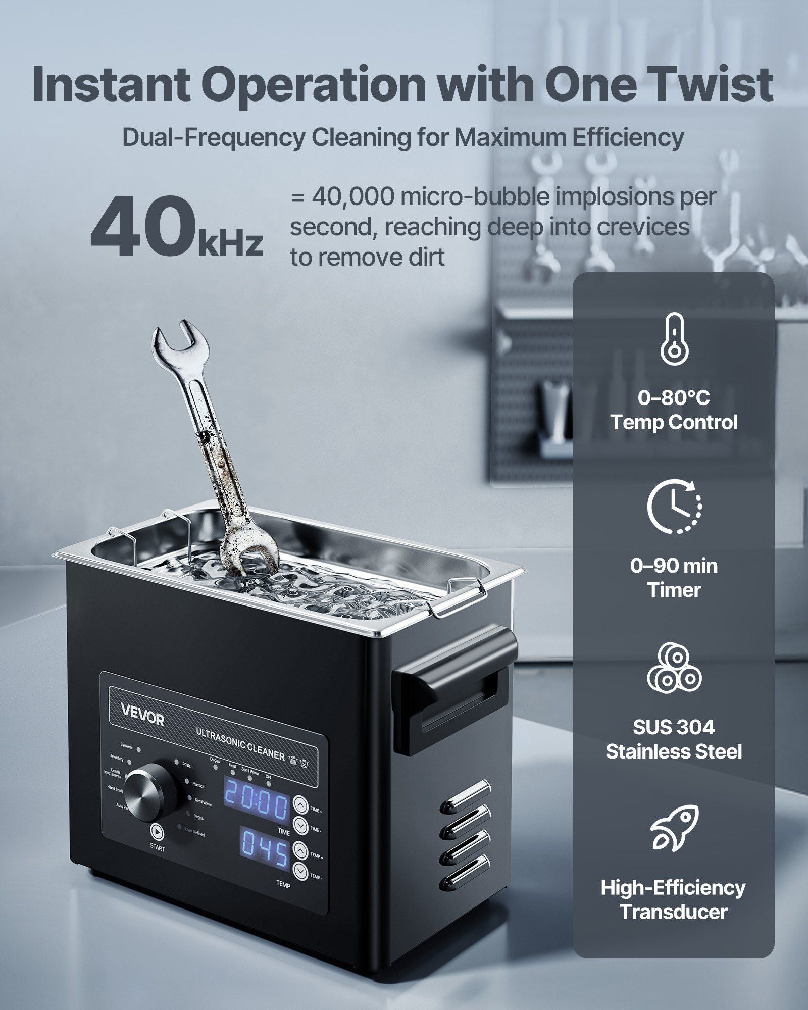 3L Ultrasonic Cleaner, Professional Ultrasonic Cleaner Machine with Knob Control, Stainless Steel Cleaning Machine with Basket and Cleaning Ball, for Watches, Razors, Jewelry, Coins and More