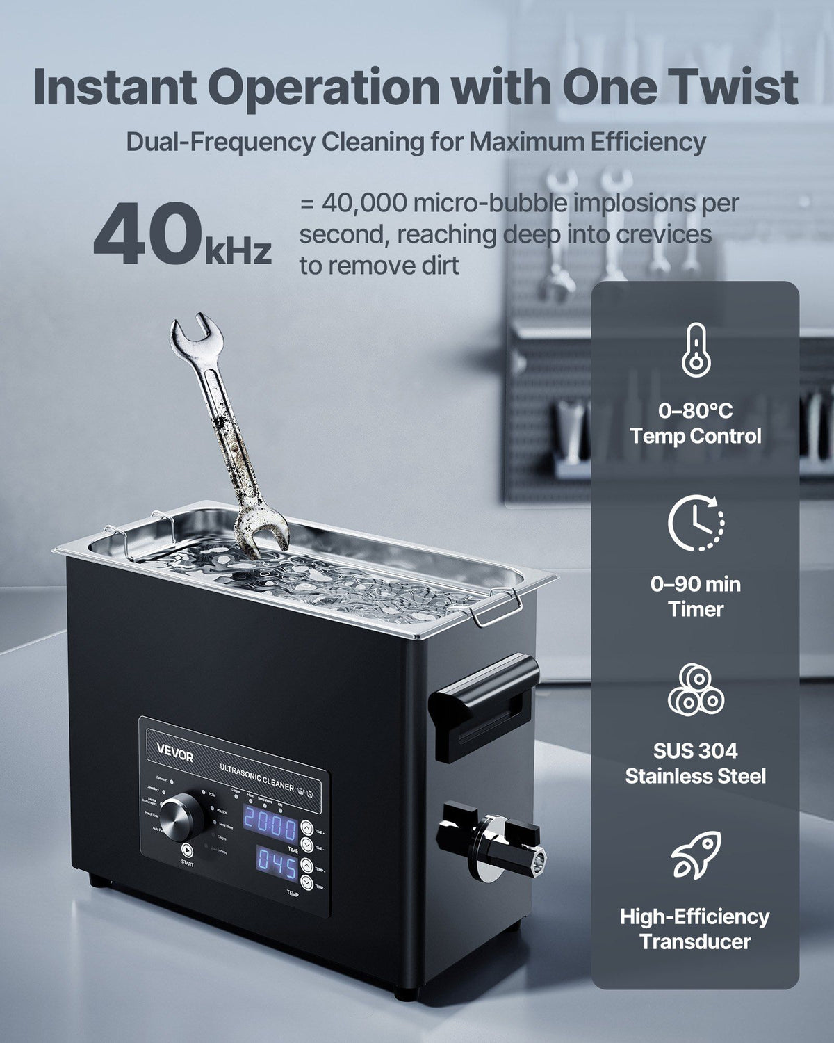 6L Ultrasonic Cleaner, Professional Ultrasonic Cleaner Machine with Knob Control, Stainless Steel Cleaning Machine with Basket and Cleaning Ball, for Watches, Razors, Jewelry, Coins and More