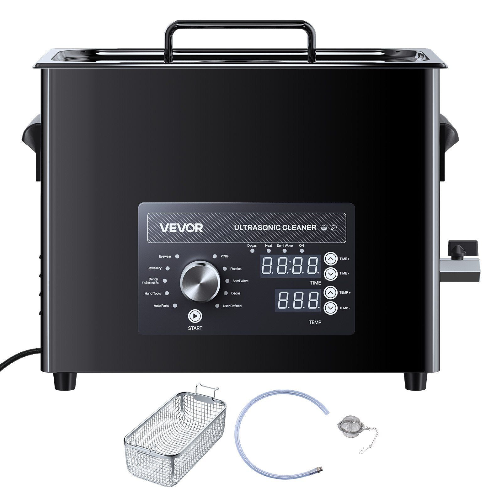 6L Ultrasonic Cleaner, Professional Ultrasonic Cleaner Machine with Knob Control, Stainless Steel Cleaning Machine with Basket and Cleaning Ball, for Watches, Razors, Jewelry, Coins and More