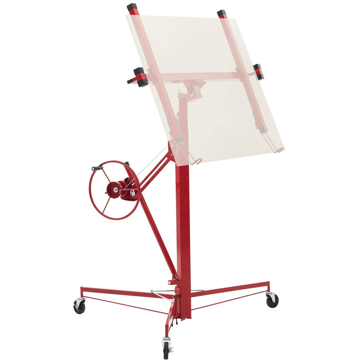 3353mm Drywall Lift, Heavy-Duty 68 kg Sheetrock Hoist with Adjustable Telescoping Arm, Lockable Wheels, Drywall Lifter Panel Jack Hoist Tools Ideal for Ceiling &amp; Wall Installation (Red)