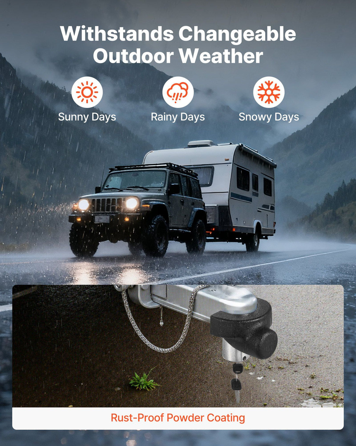 Trailer Hitch Lock, Compatible with 58.7 mm Couplers, Heavy-Duty Anti-Theft Trailer Ball Lock with 3 Keys, Prying-Resistant & Impact-Resistant, Fits for RVs, Boats, Off-Road Vehicles, Trailers