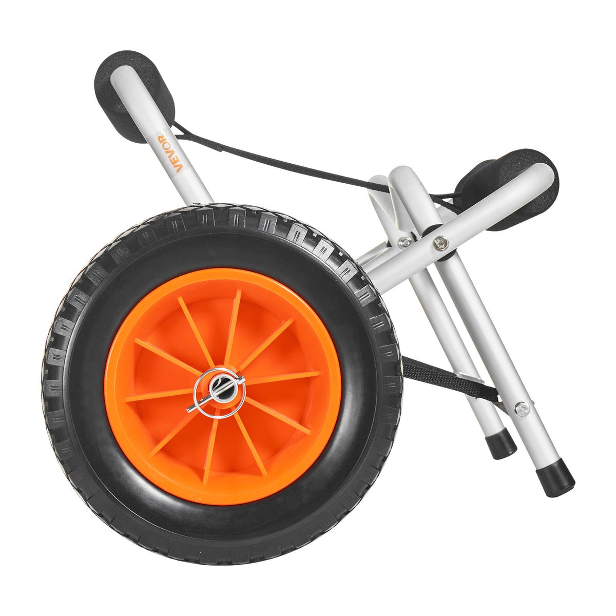 VEVOR Kayak Cart, 113.4 kg Load Capacity, Foldable Kayak Trolley with 25.4 cm Solid Rubber Tires &amp; 1 Ratchet Strap, Paddle Board Trolley for Carrying Kayaks, Canoes, Paddleboards, Float Mats,Jon Boats