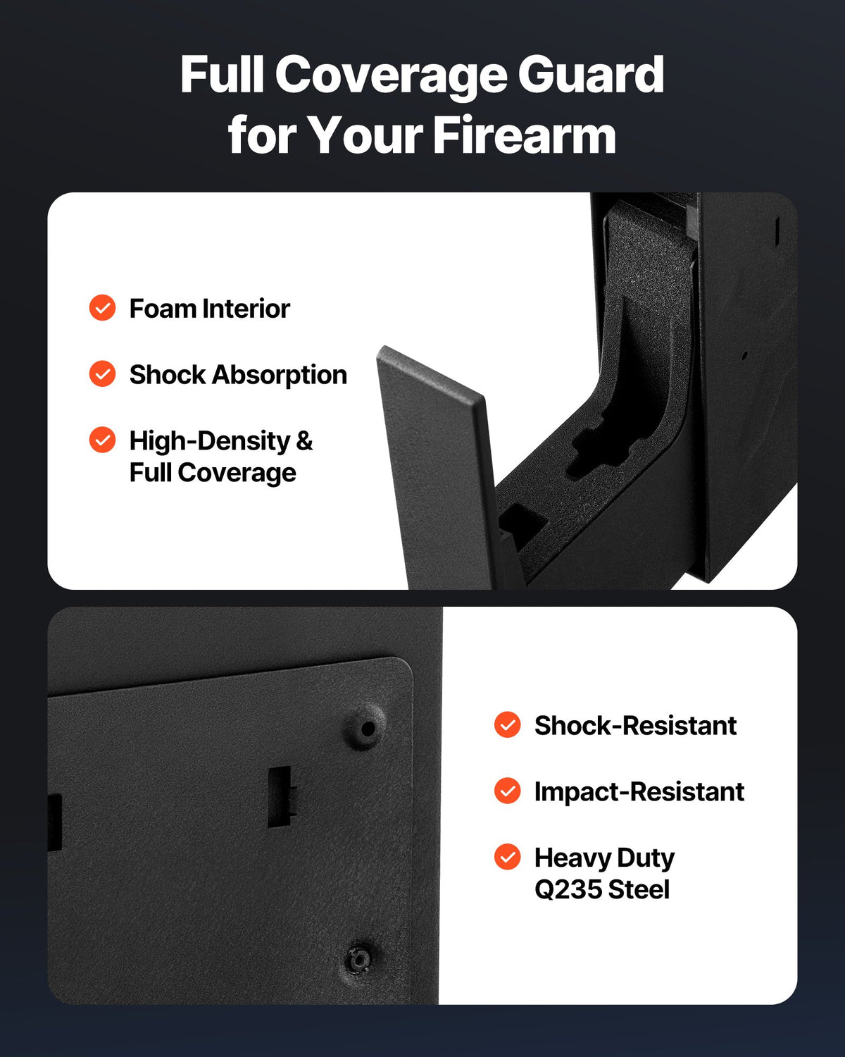 VEVOR Gun Safe, Slider Handgun Gun Safe with Fingerprint/Password/Key, 3-Way Quick Access Firearm Case Box with Lighting for 1 Pistol & Magazine, Mounted Pistol Gun Box for Nightstand Bedside Desk Car