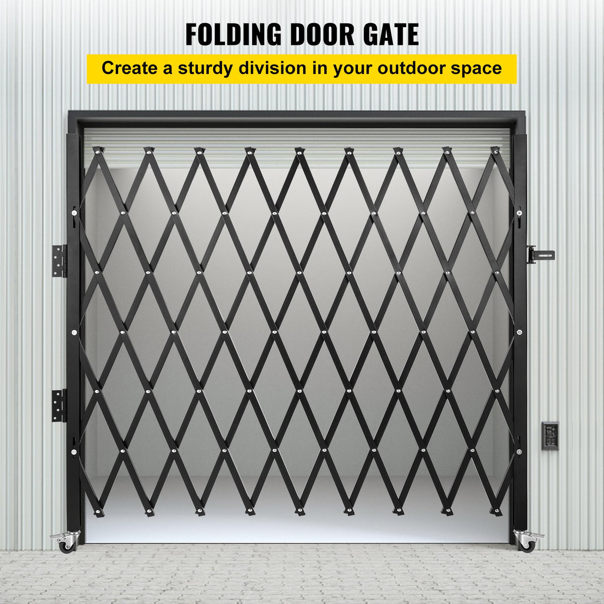 VEVOR Single Folding Security Gate, 85" H x 95" W Folding Door Gate, Steel Accordion Security Gate, Flexible Expanding Security Gate, Rolling Barricade Gate, Scissor Gate/Door with Padlock