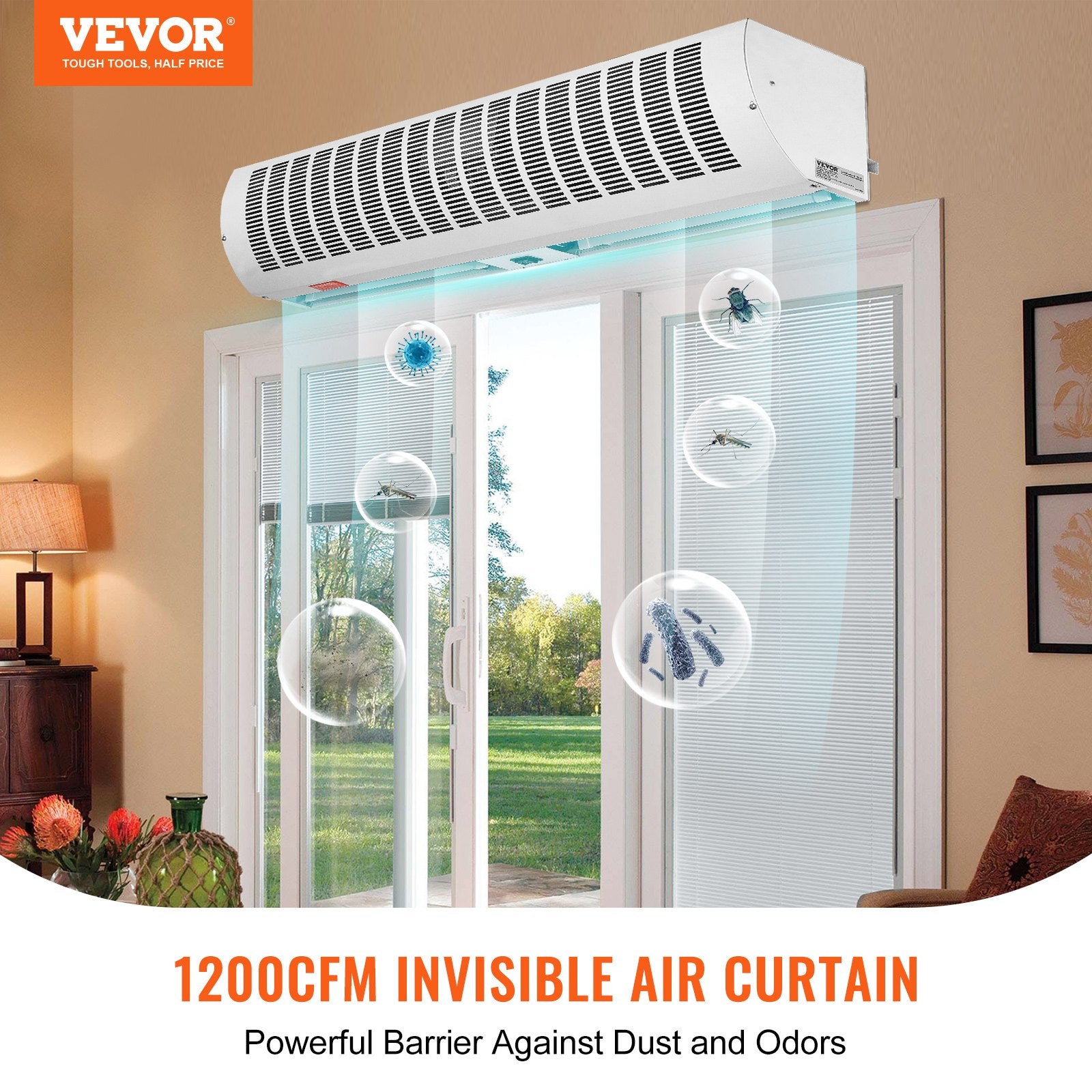 VEVOR 0.9m Commercial Indoor Air Curtain Super Power 2 Speeds 2038m³/h, UL Certified Wall Mounted Air Curtains for Doors, Indoor Over Door Fan with Heavy Duty Limit Switch, Easy-Install Unheated