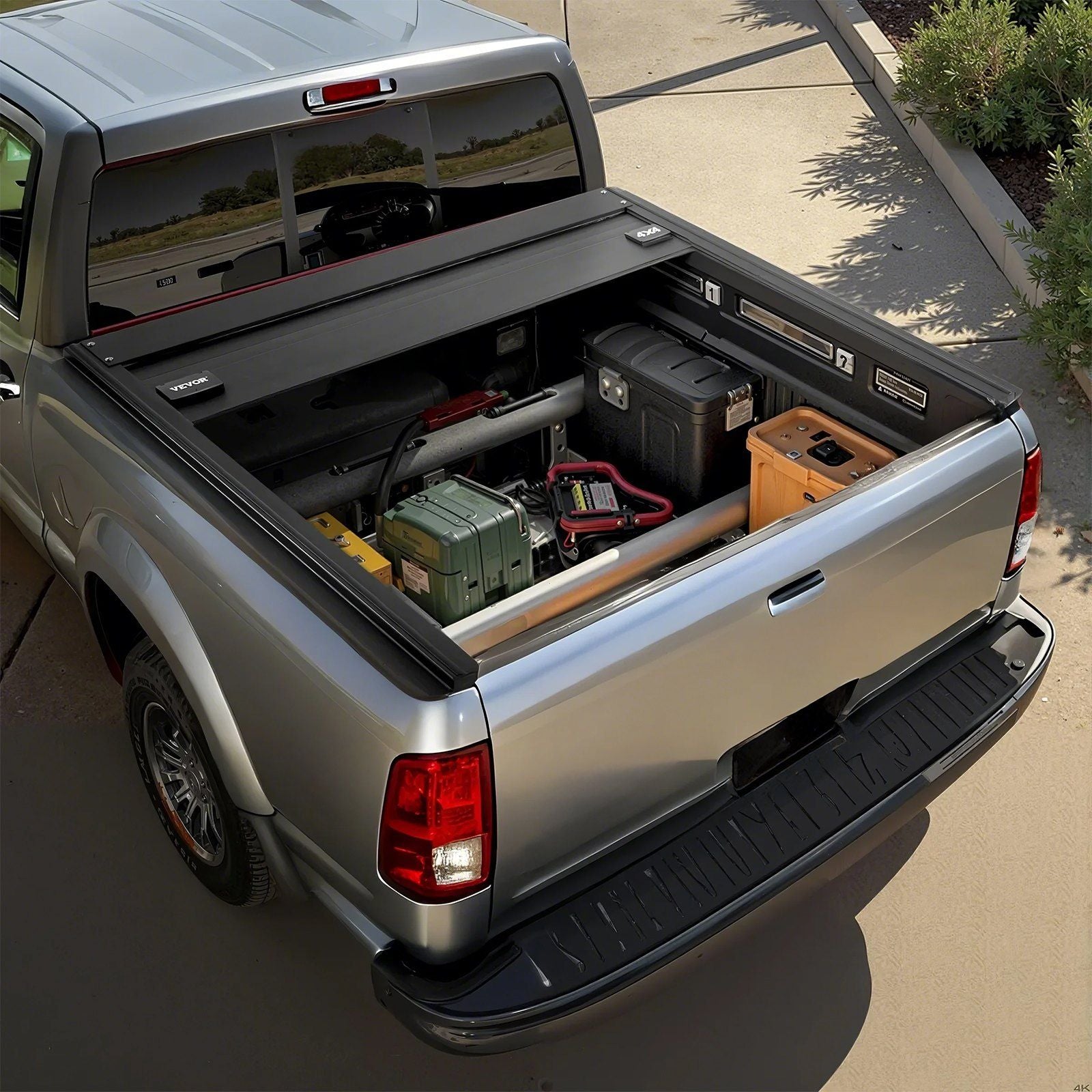 Retractable Tonneau Cover, 5.7 ft Hard Retractable Tonneau Cover with Built-in Drainage Pipe for 2009-2024 Dodge Ram 1500 Crew Cab, Customized Hard Tonneau Cover with Double-Lock & T-Slot