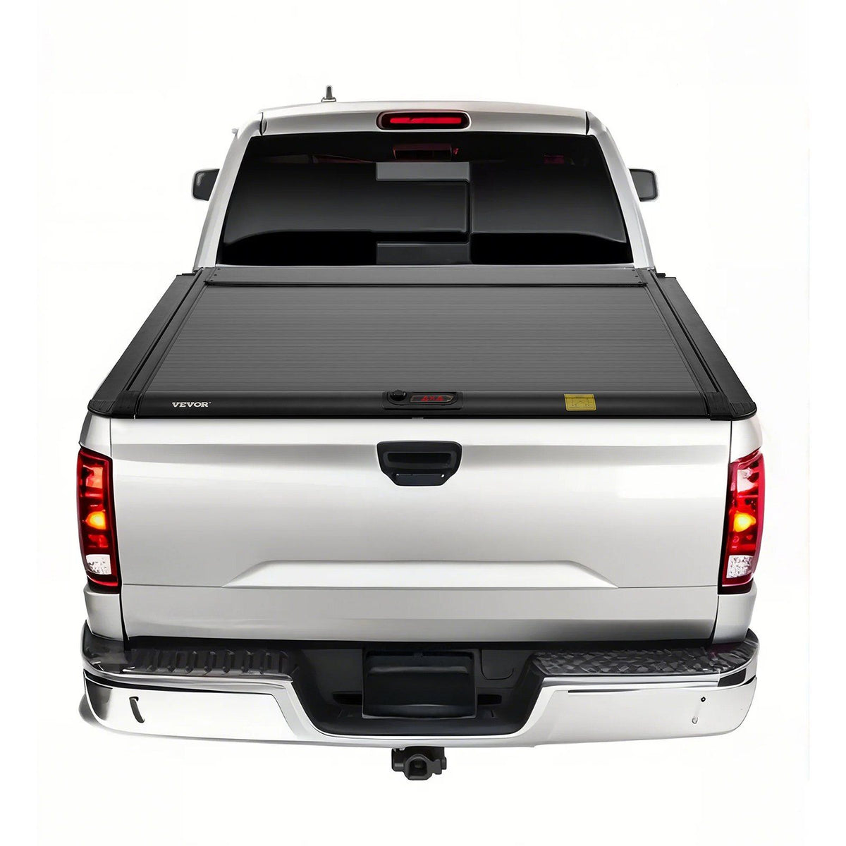Retractable Tonneau Cover, 5.5 ft Hard Retractable Tonneau Cover with Built-in Drainage Pipe for 2021-2024 Ford F-150 Crew Cab , Customized Hard Tonneau Cover with Double-Lock &amp; T-Slot